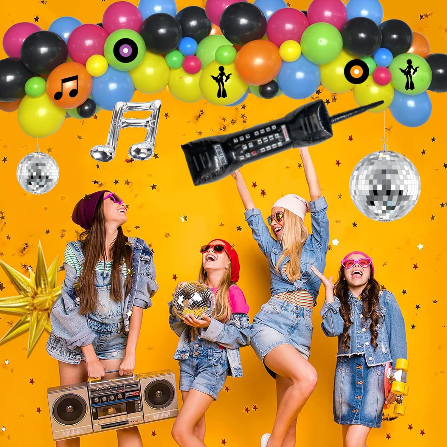 70s Party Decor Kit with 118 Decor Items