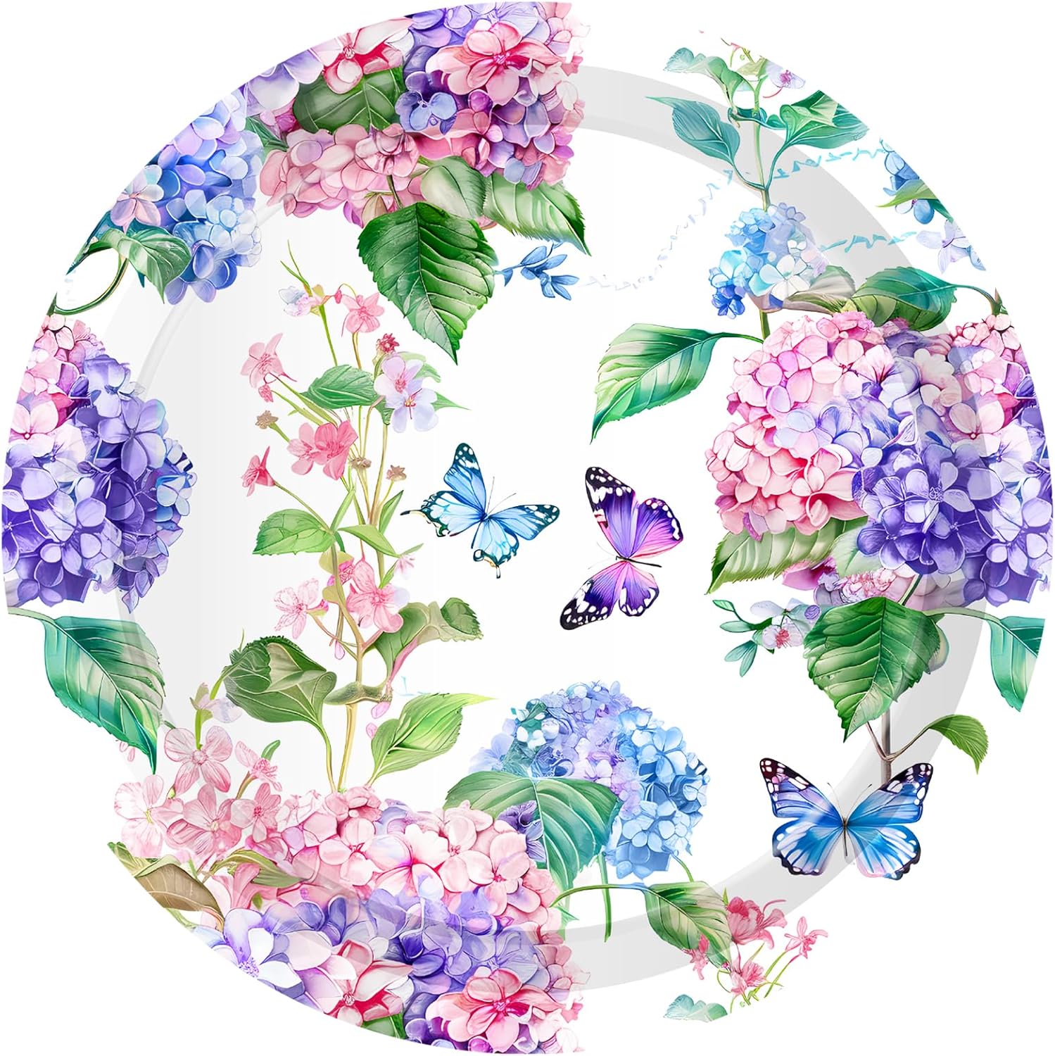 CC HOME Hydrangea Themed Paper Plates Napkins Set 88PCS