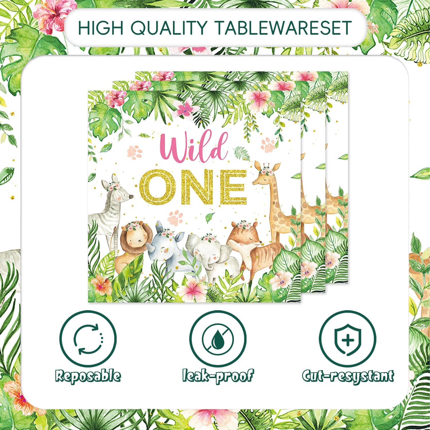 48Pcs Wild One Party Supplies for 16 Guests