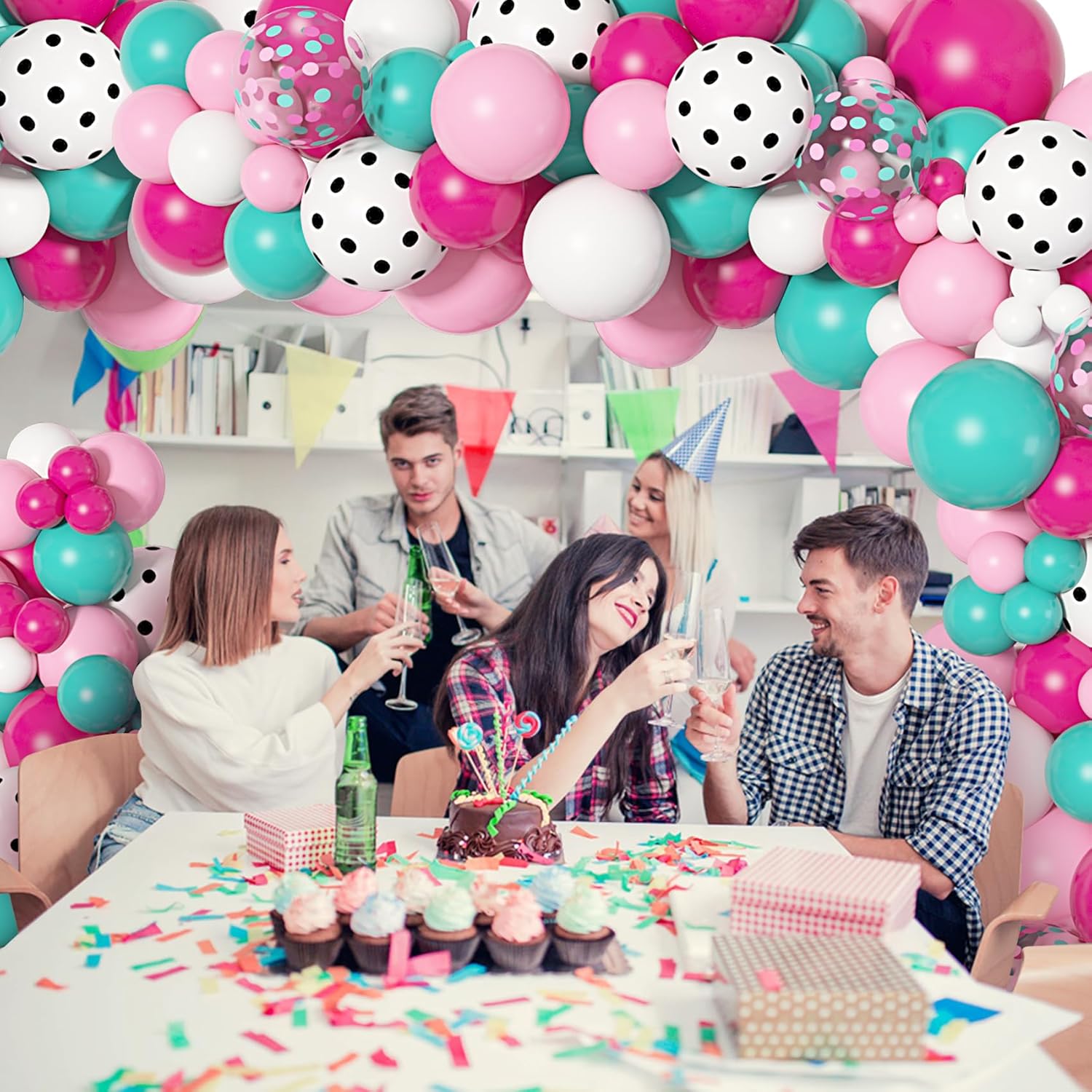 142Pcs Surprise Party Balloons Garland Kit with 5 Tools