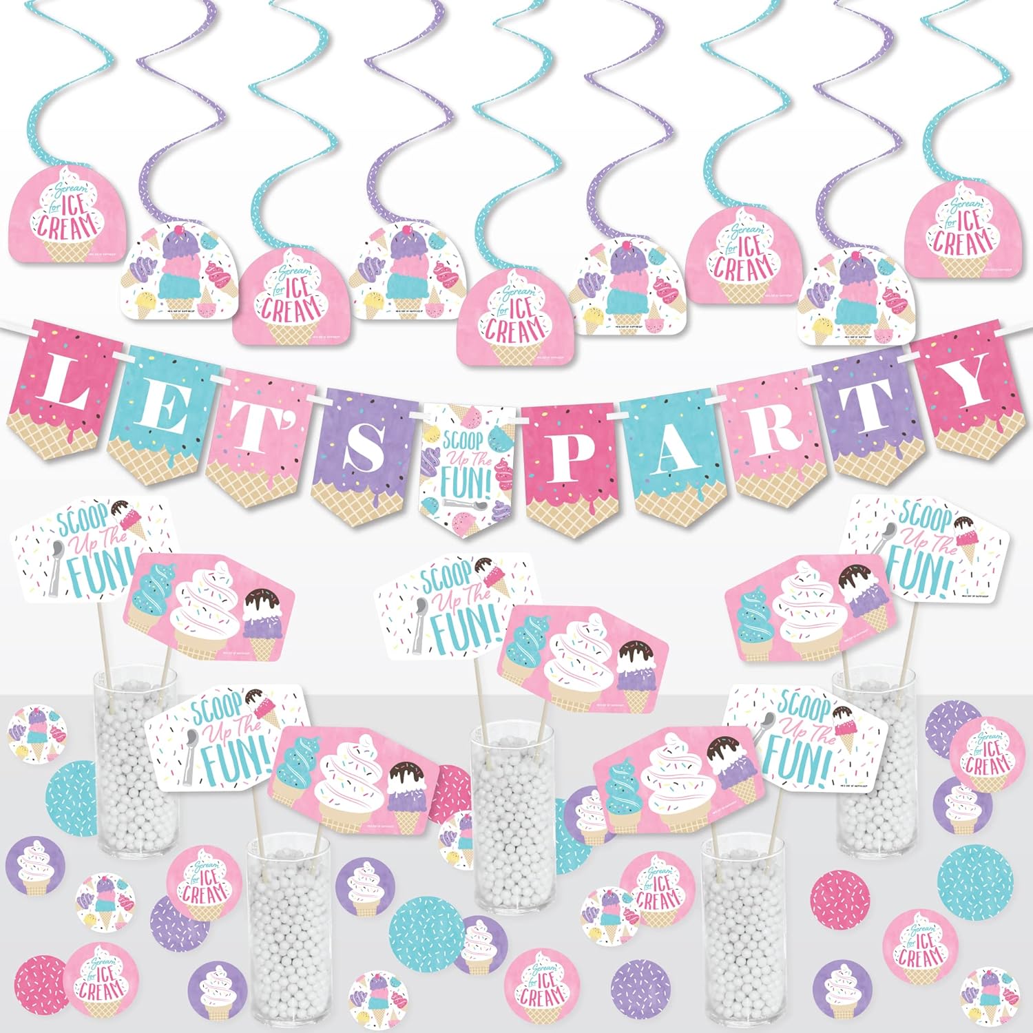 Big Dot of Happiness Ice Cream Decoration Kit - 51 Pieces