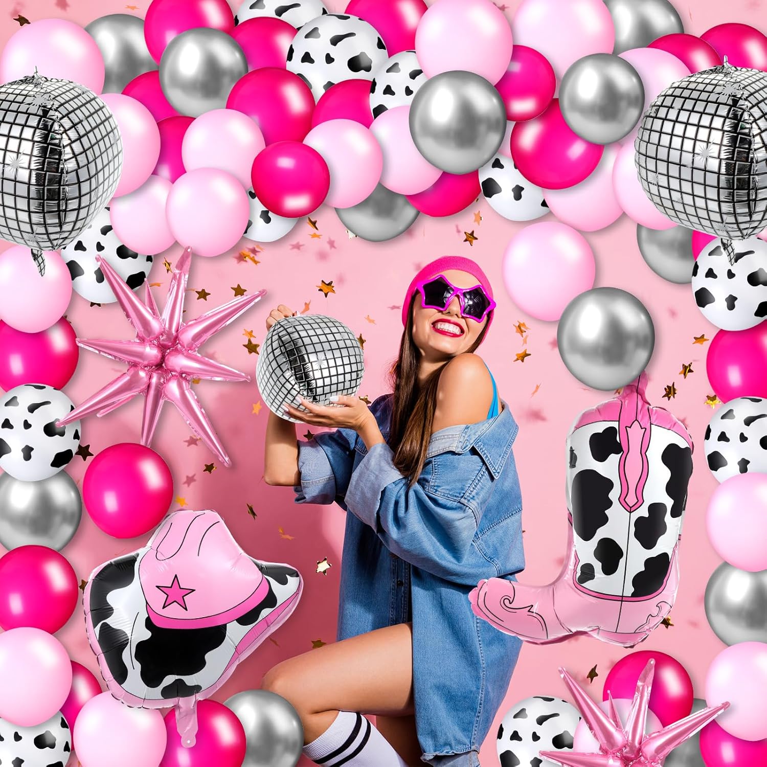 Hungdao 23 Pcs Cowgirl Theme Party Balloons Set
