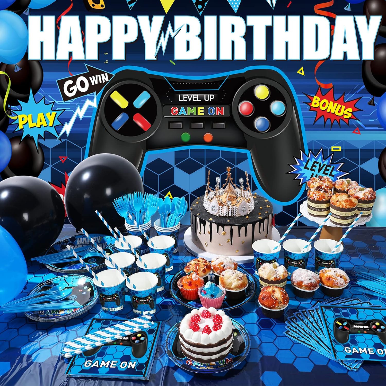 Tatuo 152 Piece Video Game Party Decor Set