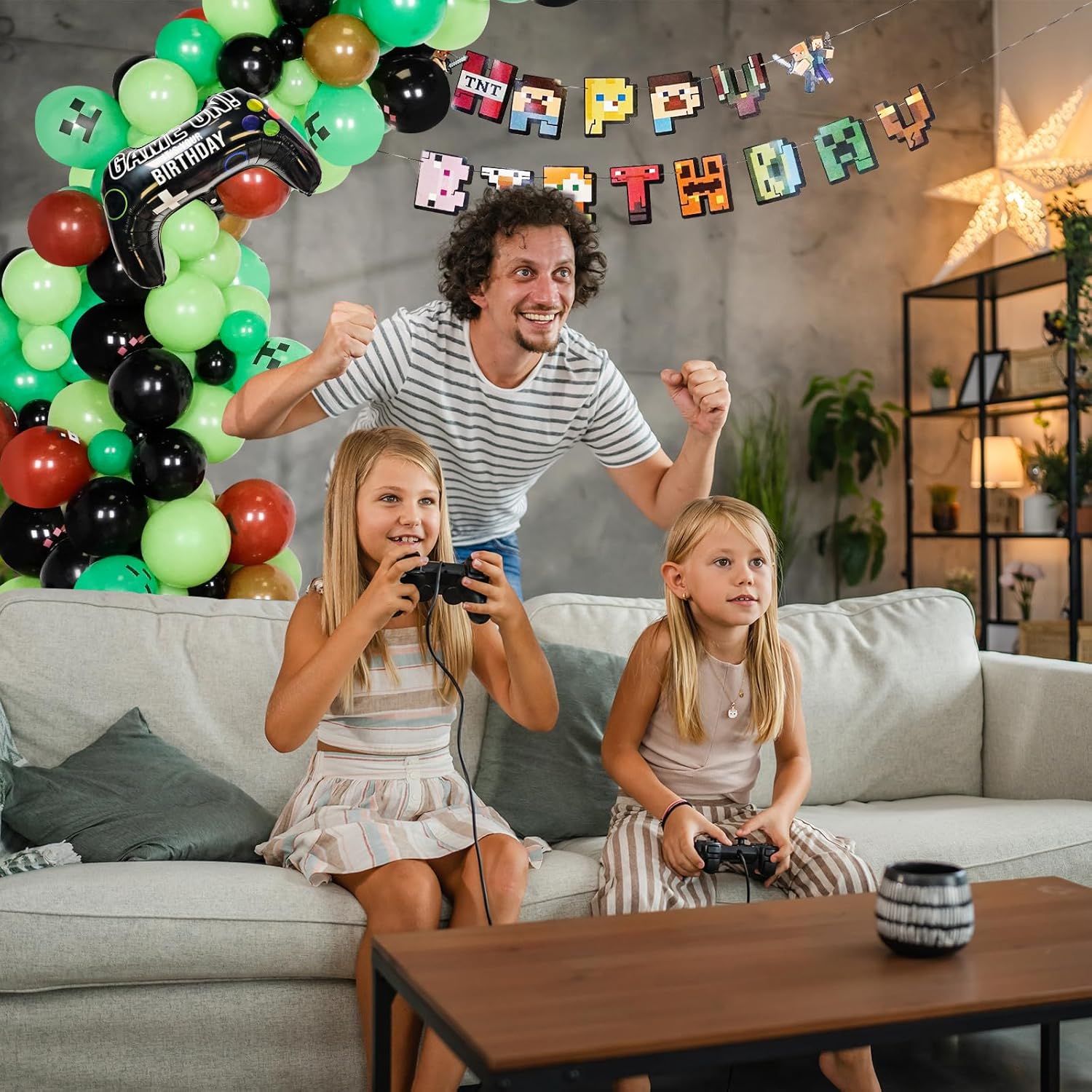 Video Game Balloon Arch Kit with Happy Birthday Banner