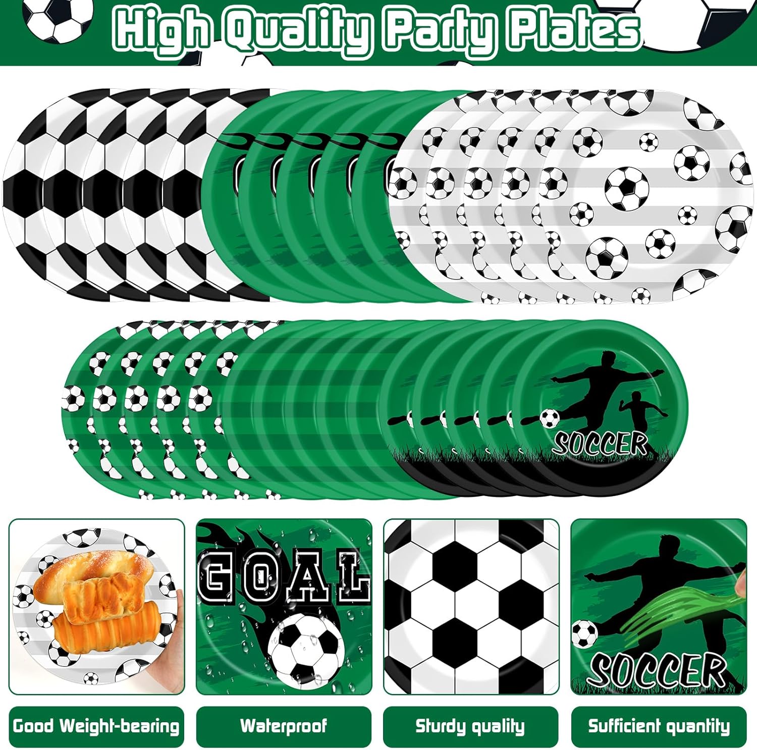 Soccer Themed Party Supplies Set for 24 Guests
