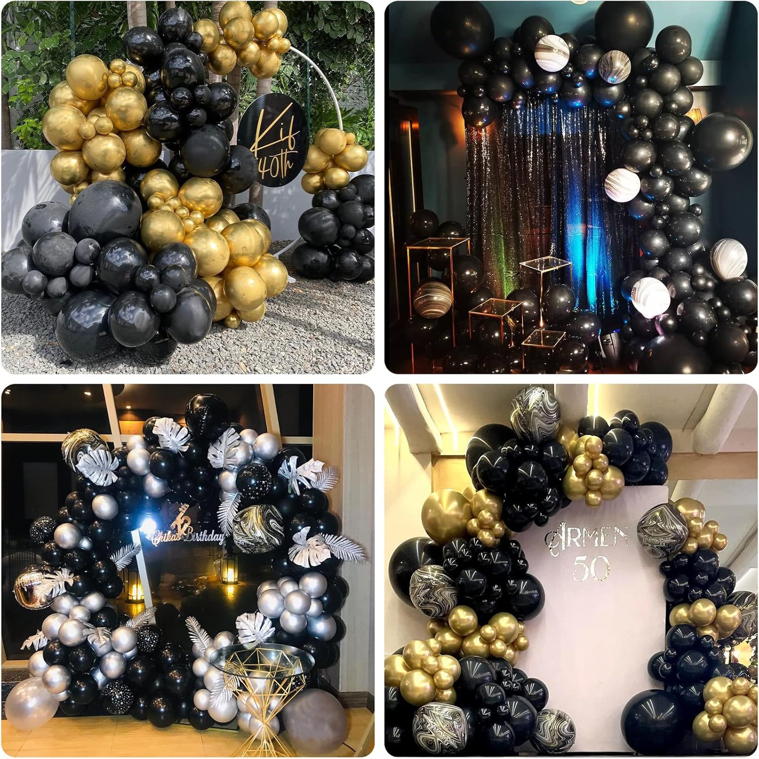 Labeol Black Balloons 151PCS Garland Arch Kit