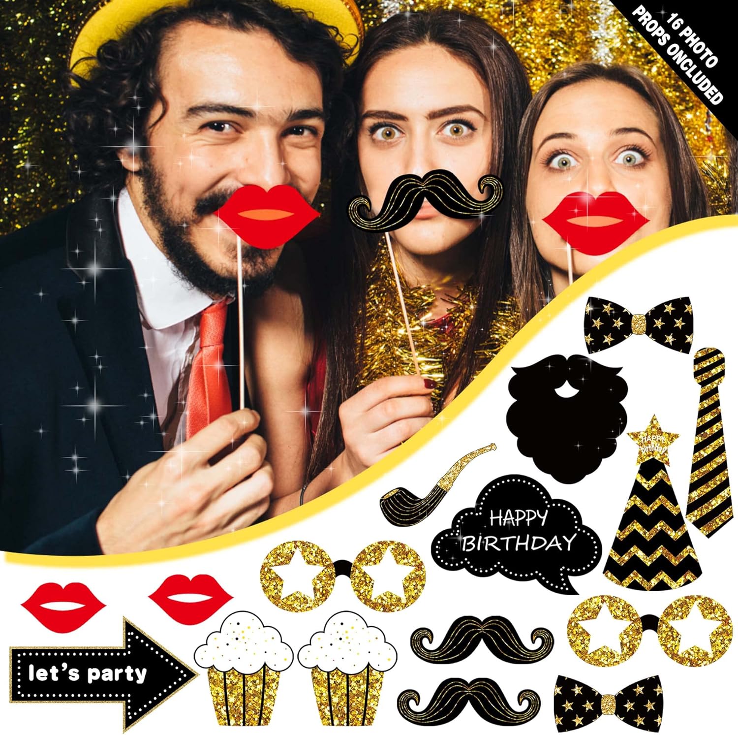 Black and Gold Birthday Decorations 169pcs for 24 Guests