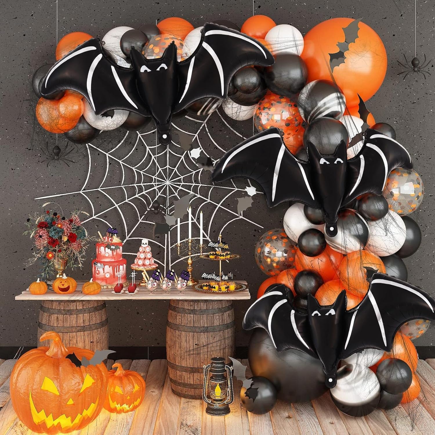 6 Pcs Black Bat Foil Balloons Halloween Decor