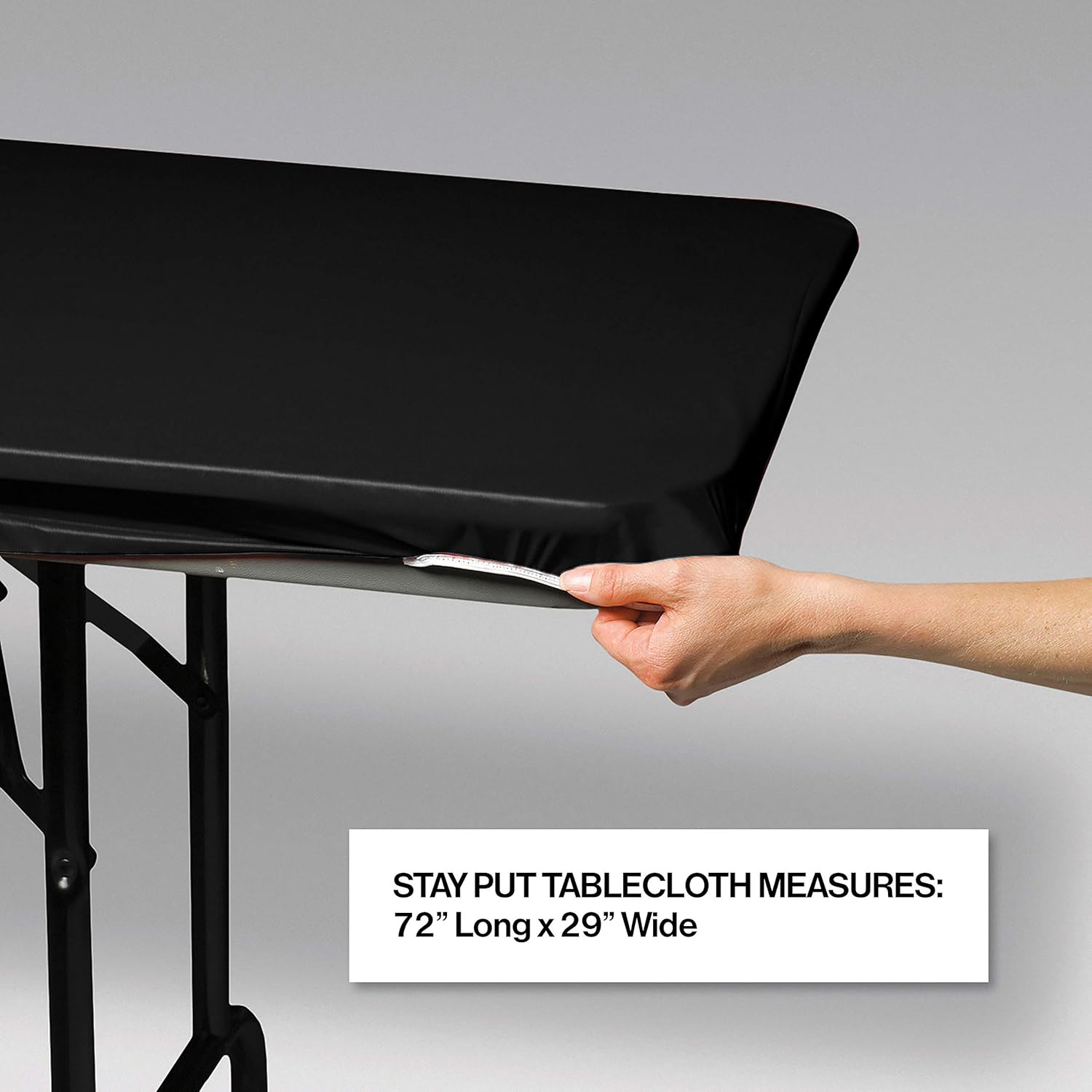 Creative Converting 701000 Stay-Put Table Cover 29x72 Black