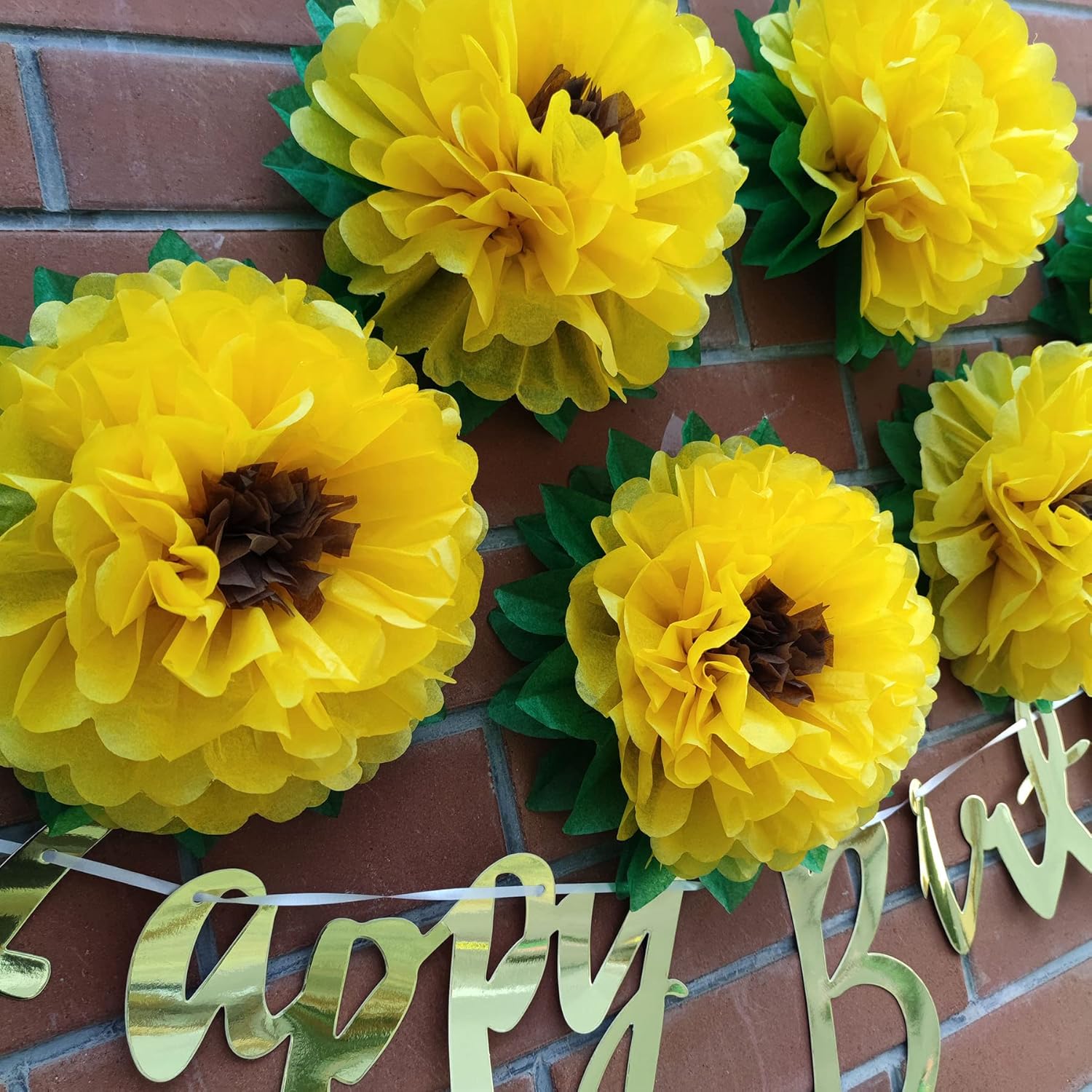 Tissue Paper Sunflowers Wall Decorations Pack of 6