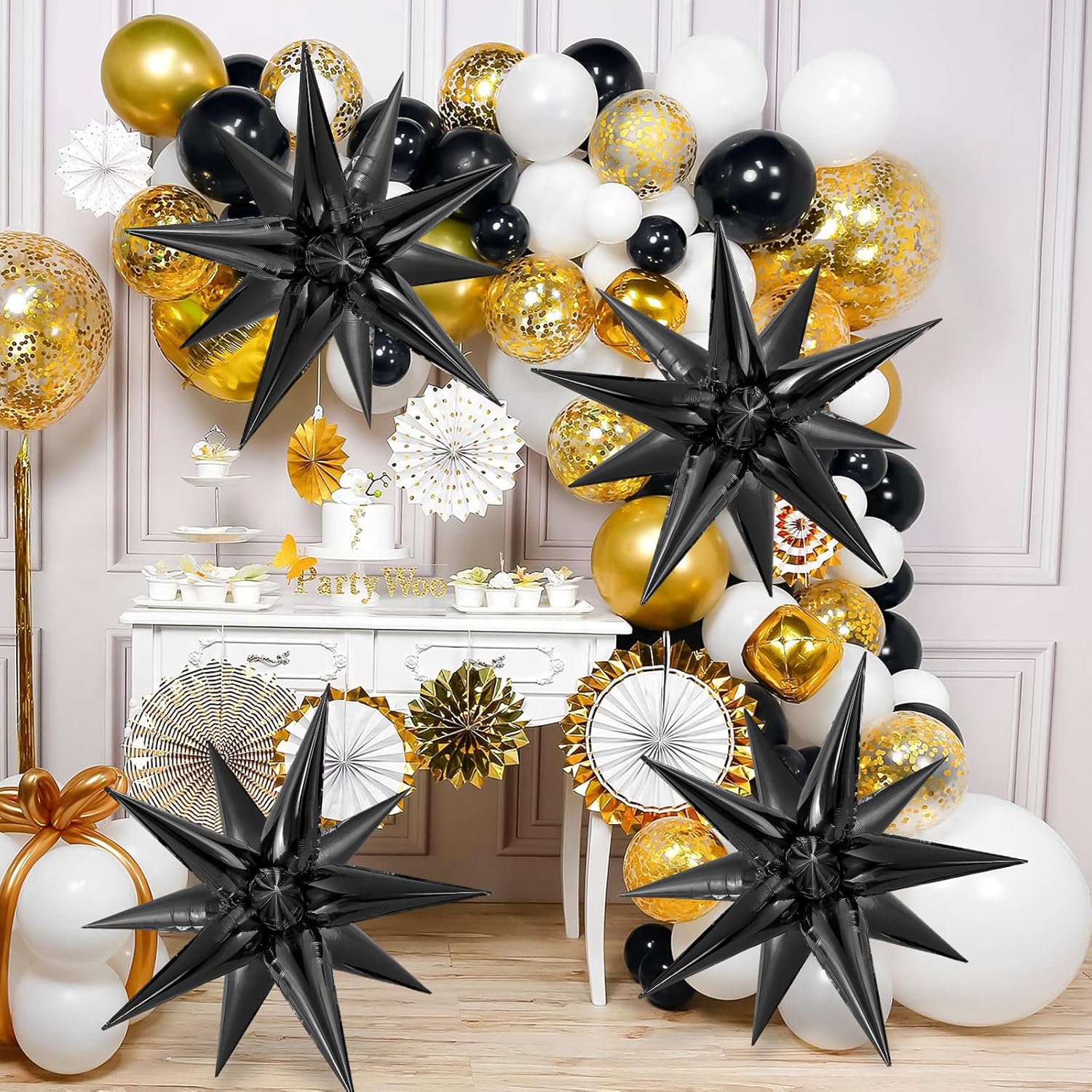 72 Pcs Black Star Foil Balloons for Party Decor