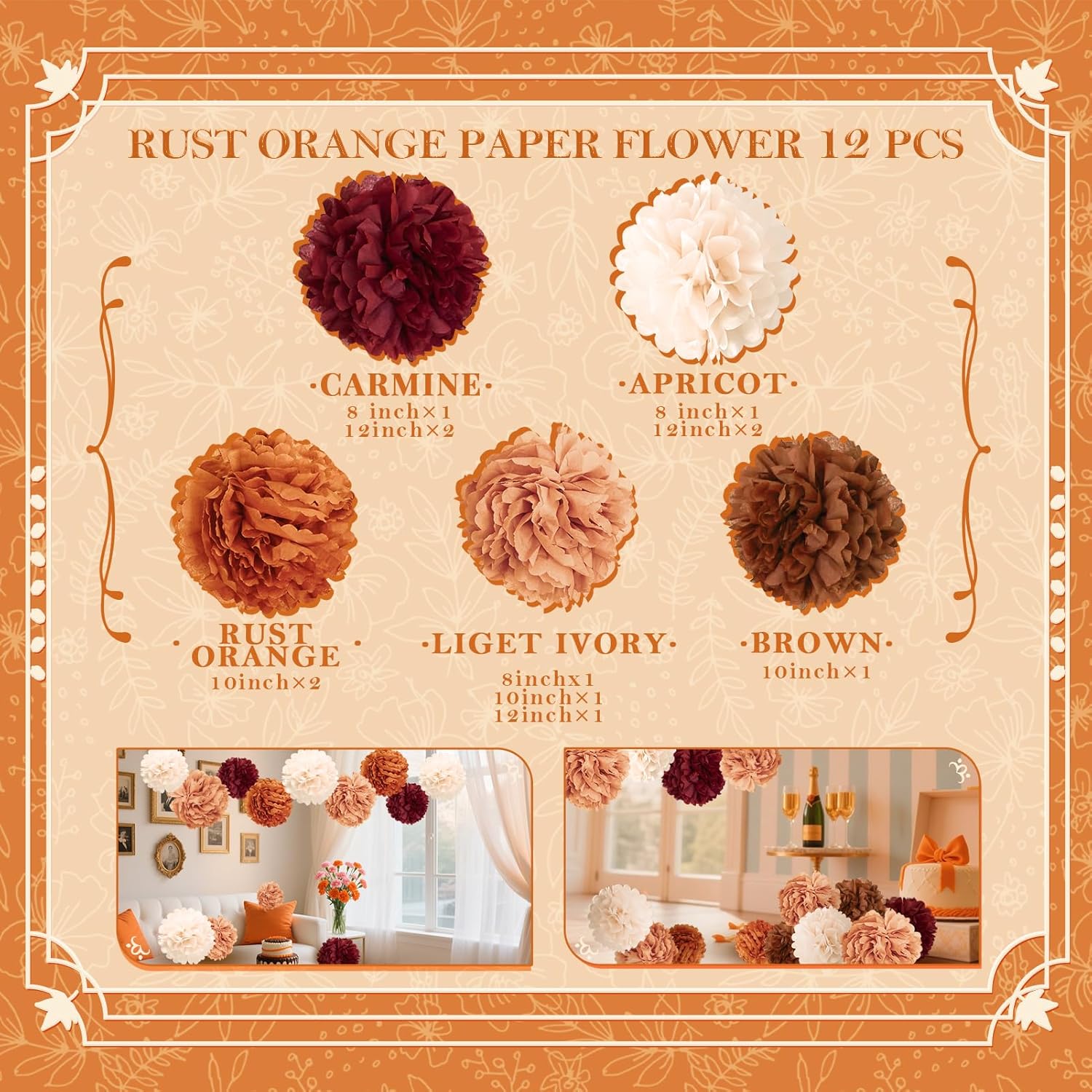 NICROHOME EUR Tissue Paper Pom Poms Wedding Decor Set