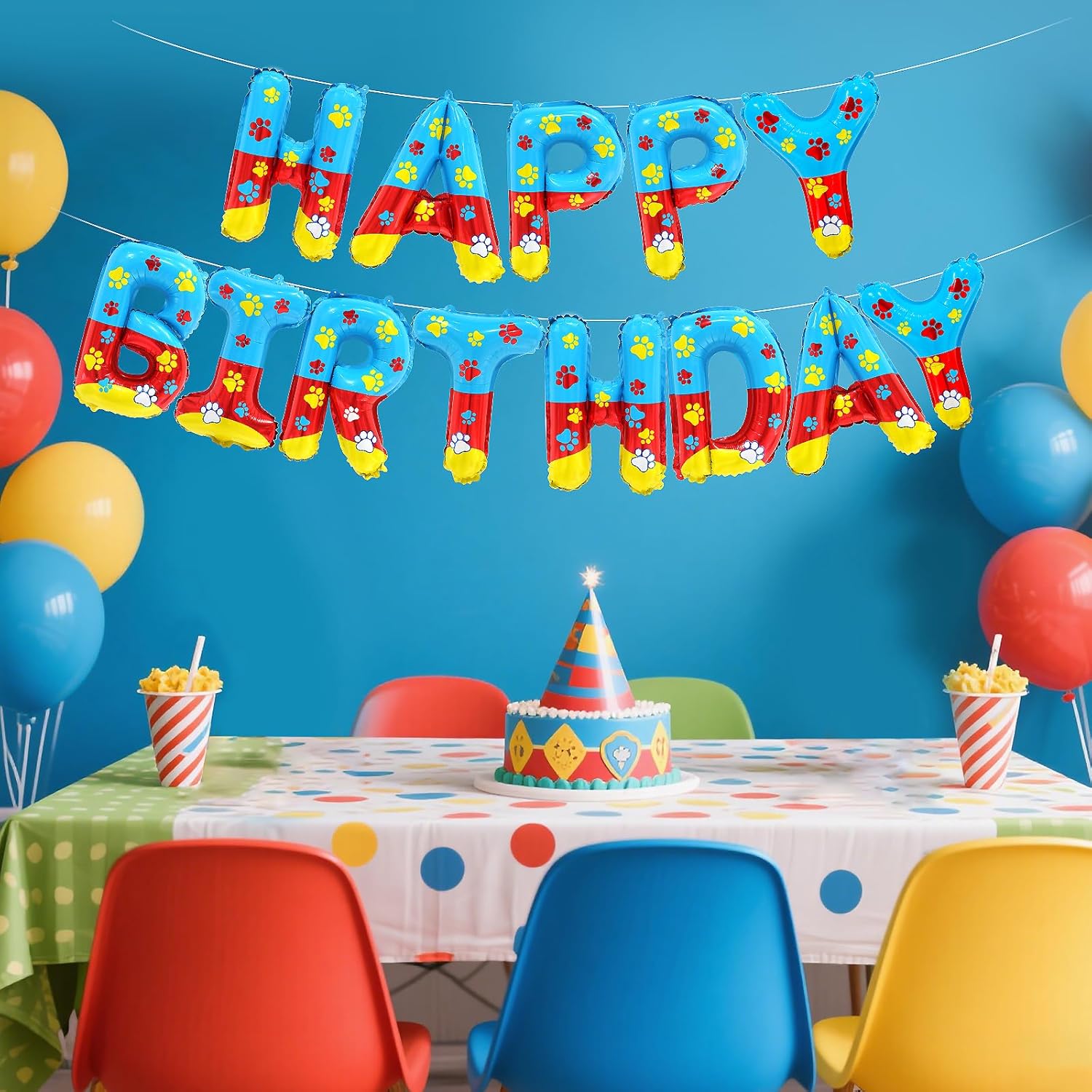 Cartoon Dog Paw Birthday Balloon Decor Banner
