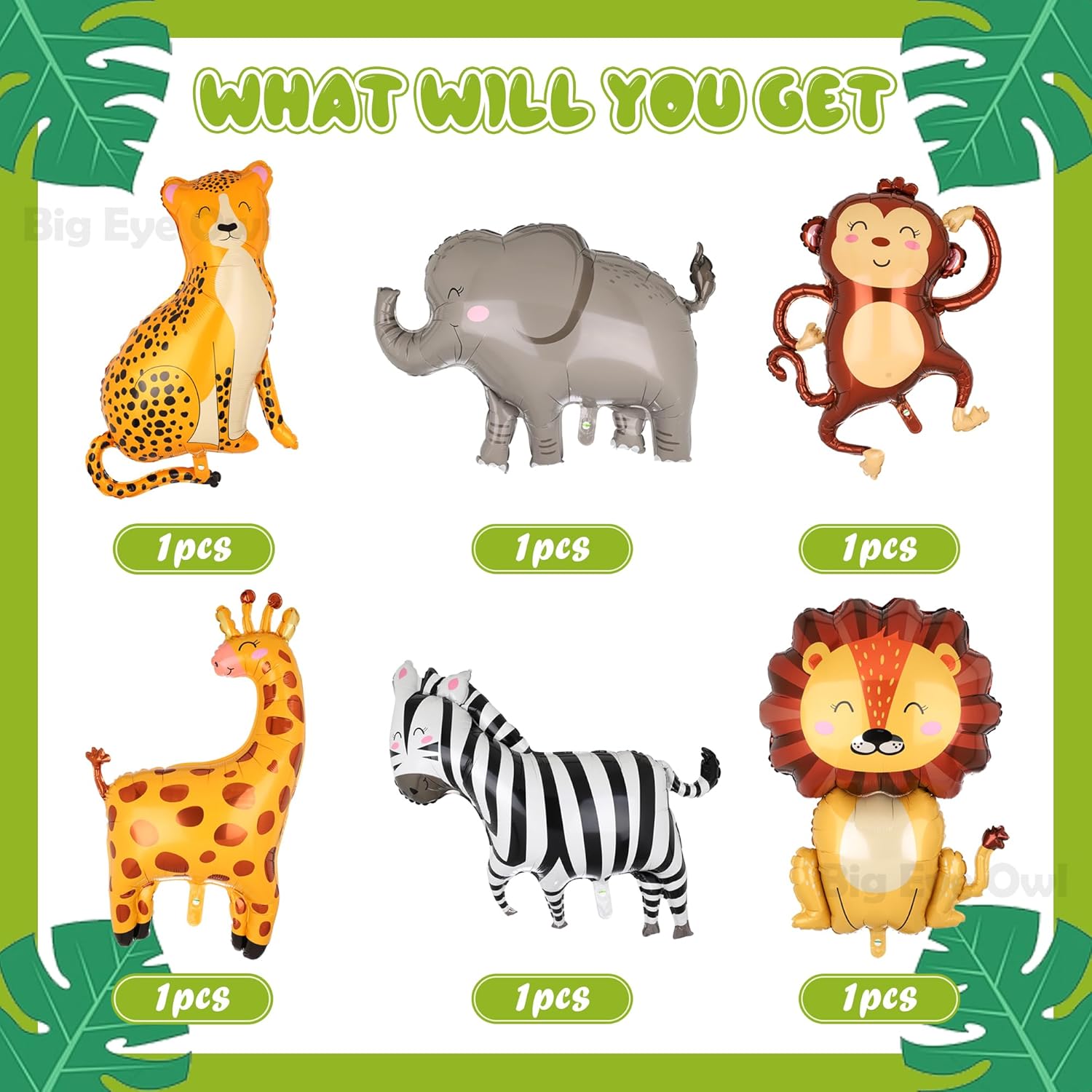 Jungle Safari Animal Balloons Birthday Decor Kit