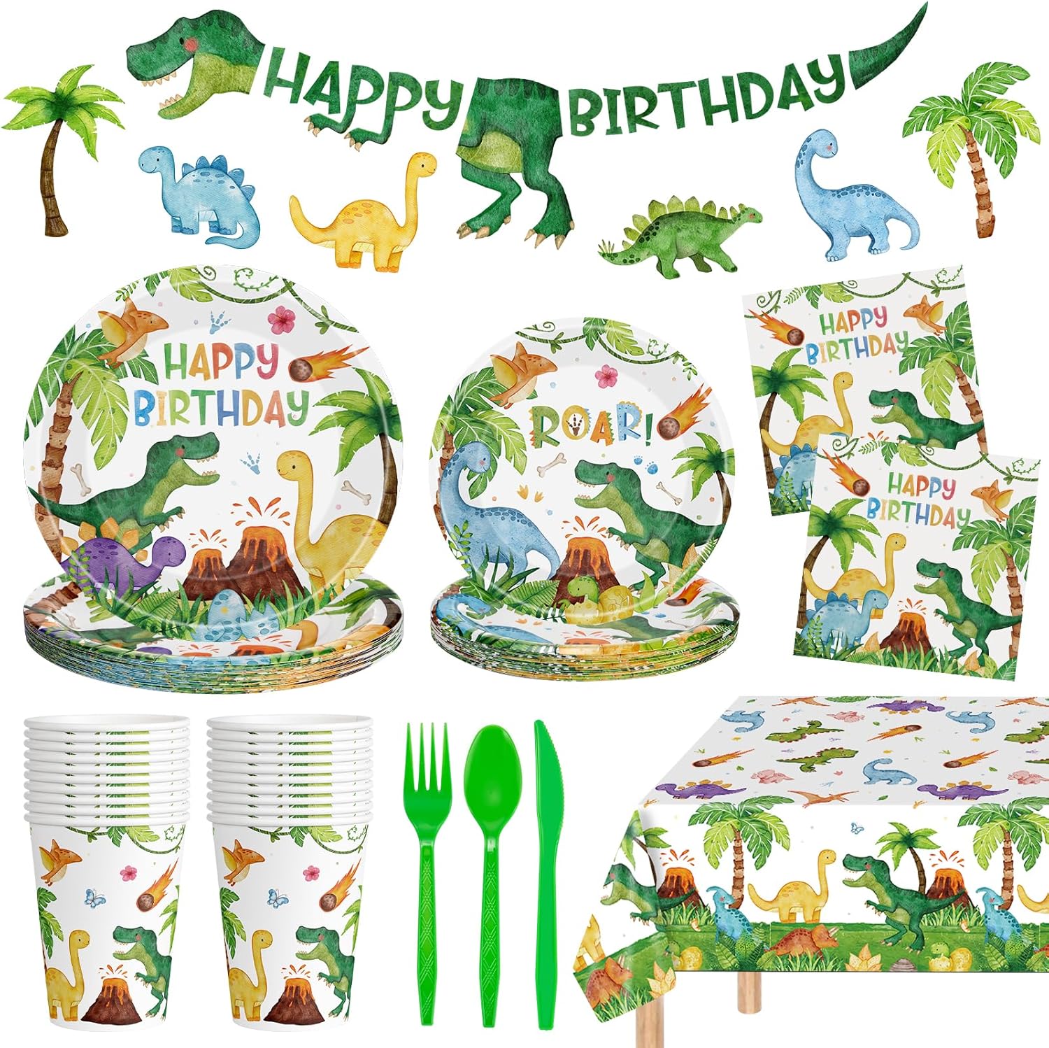 170 Pcs Dinosaur Birthday Decorations Set