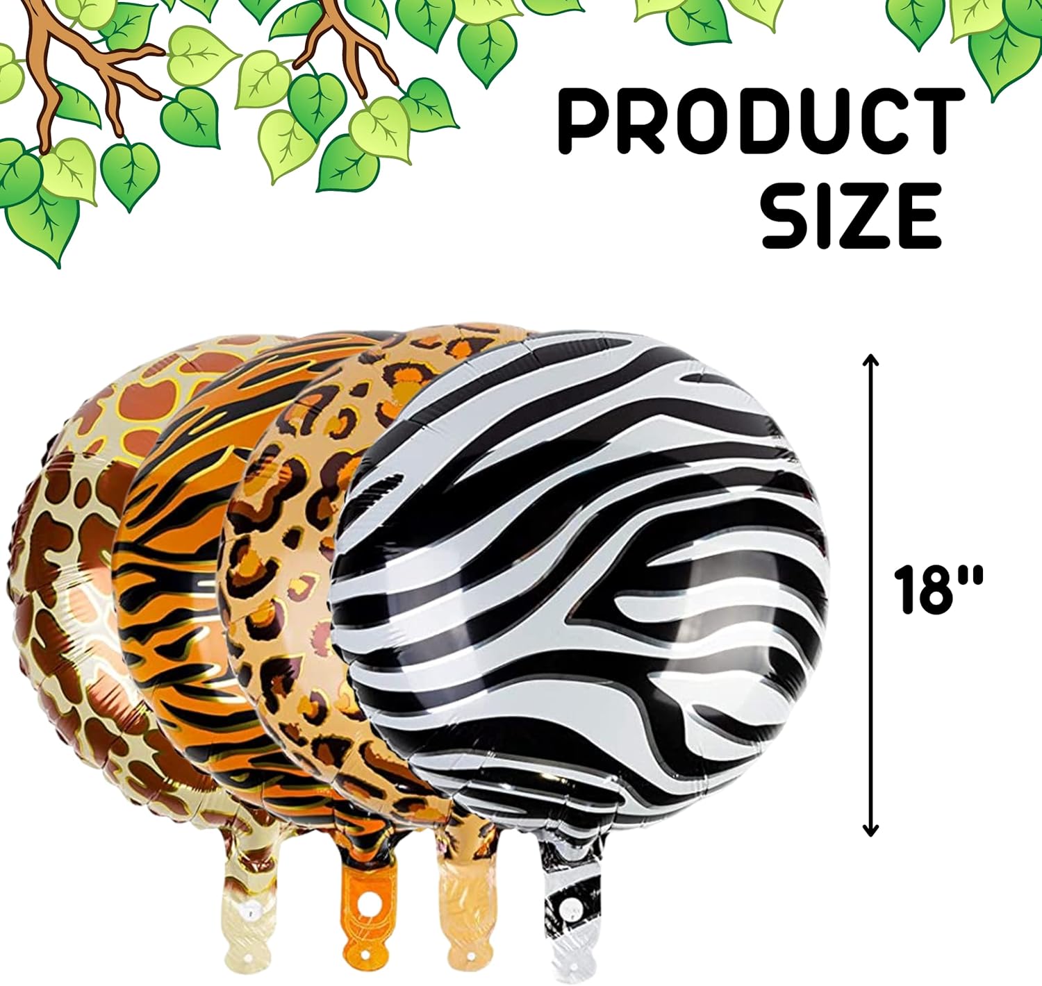 16PCS Animal Pattern Balloons - 18 Inch Foil Safari Decorations