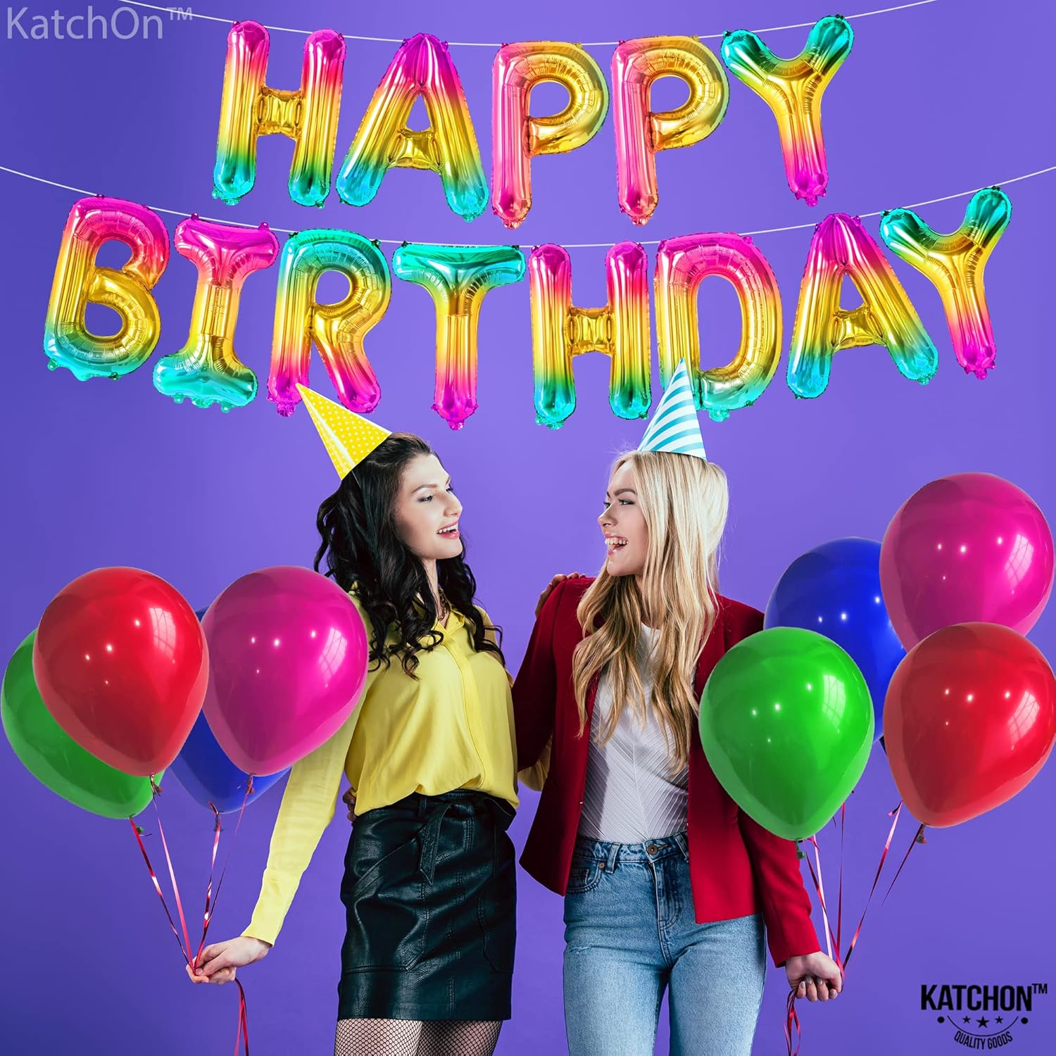 KatchOn Rainbow Happy Birthday Balloon Letters 16 Inch