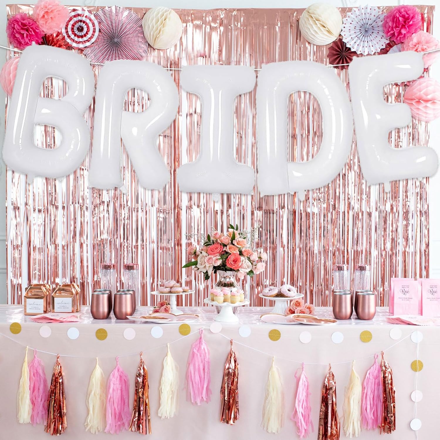 40 Inch White BRIDE Foil Balloons Decor Set