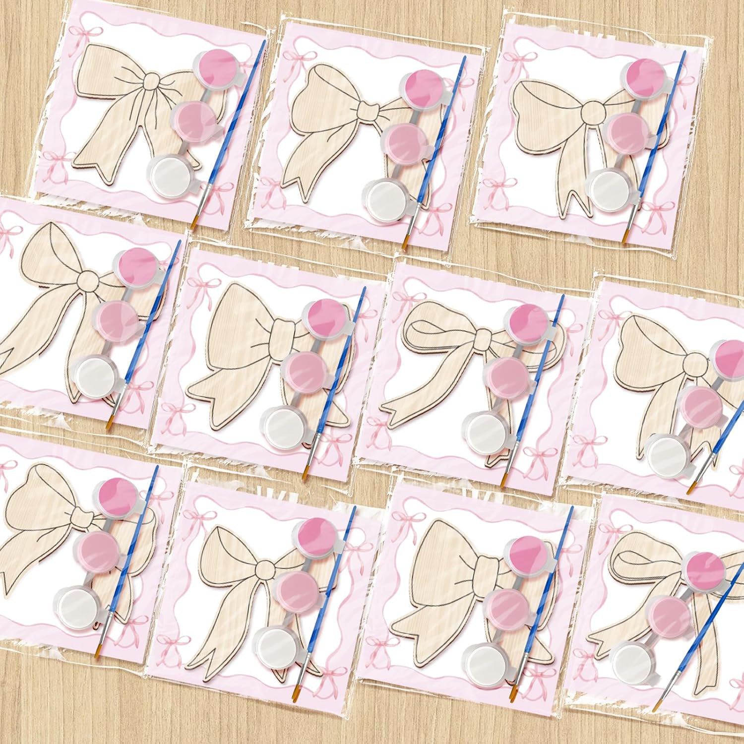 HABDJILTY 12 Pcs Pink Bow Party Favors DIY Craft Kits