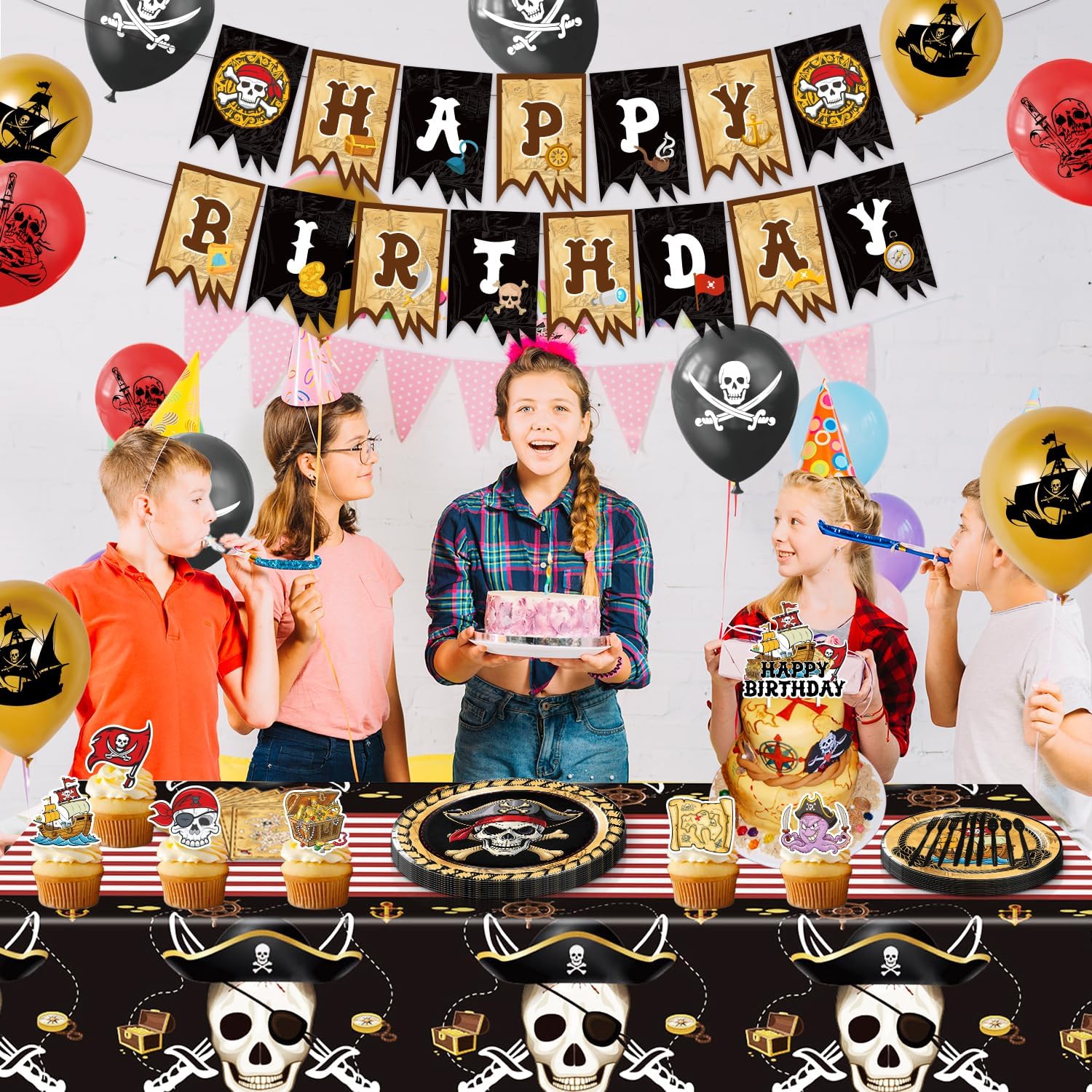 Heidaman 120Pcs Pirate Party Decorations Set