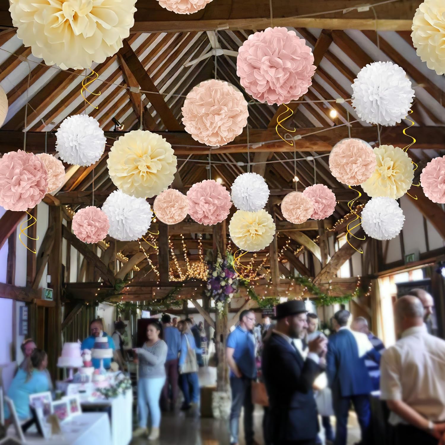Champagne Tissue Paper Pom Poms 23 PCS Decor Kit