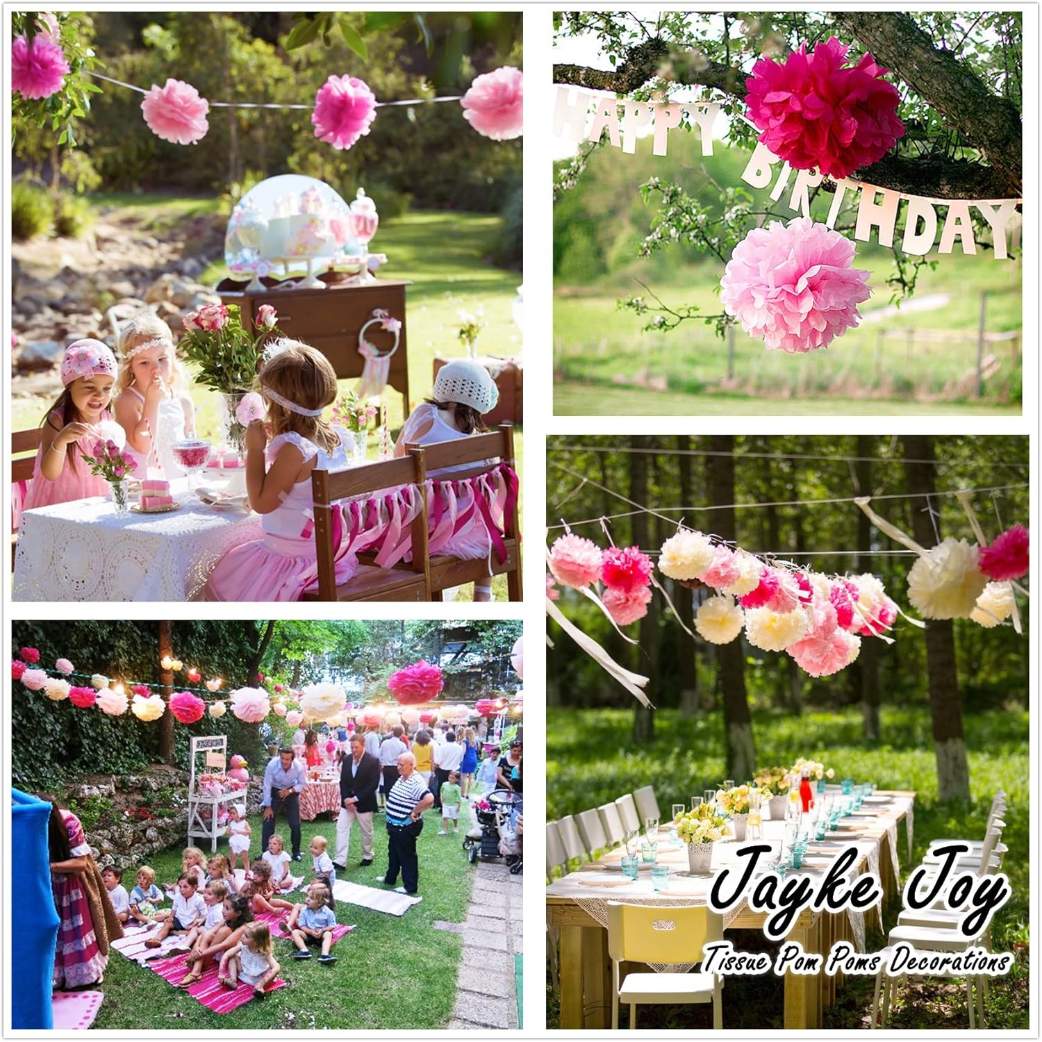 20 Pcs Pink Mix Tissue Pom Poms Party Decor Kit