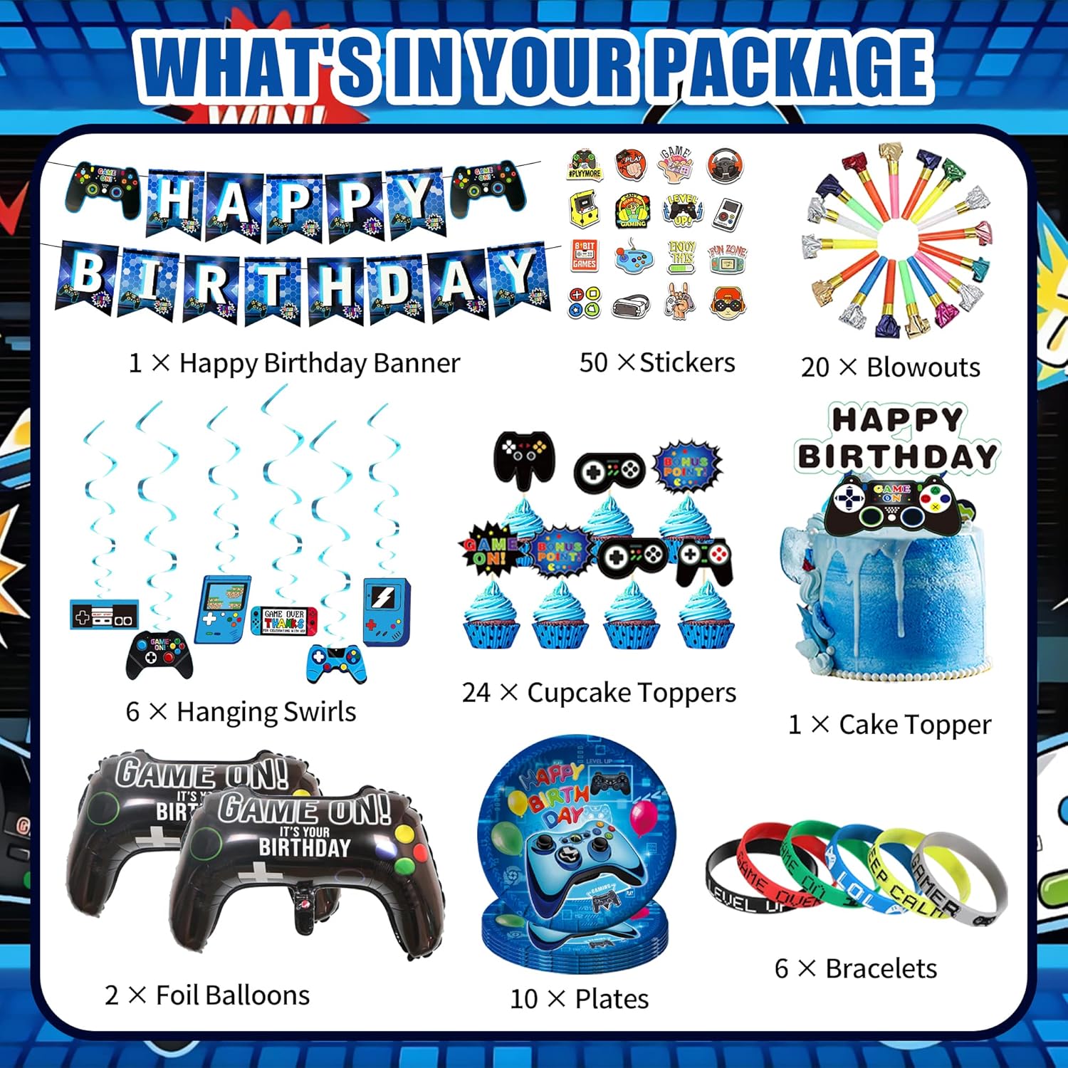 VOFGODI Boys Birthday Party Decorations Set Blue
