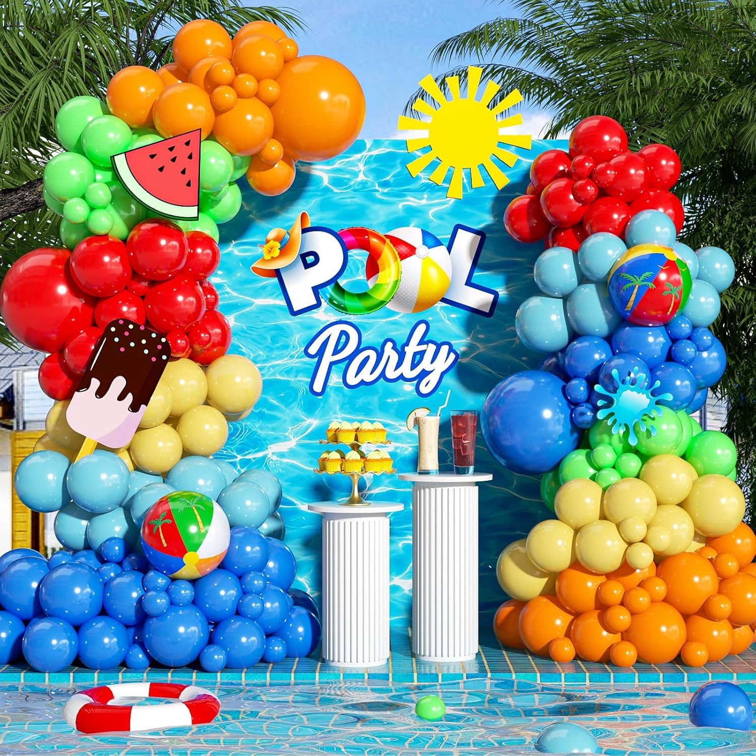 143pcs Pool Party Balloon Arch Decor