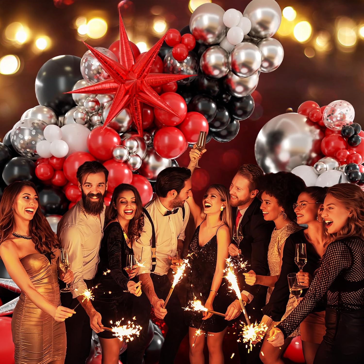 Red White Black Balloon Garland Arch Kit for Parties