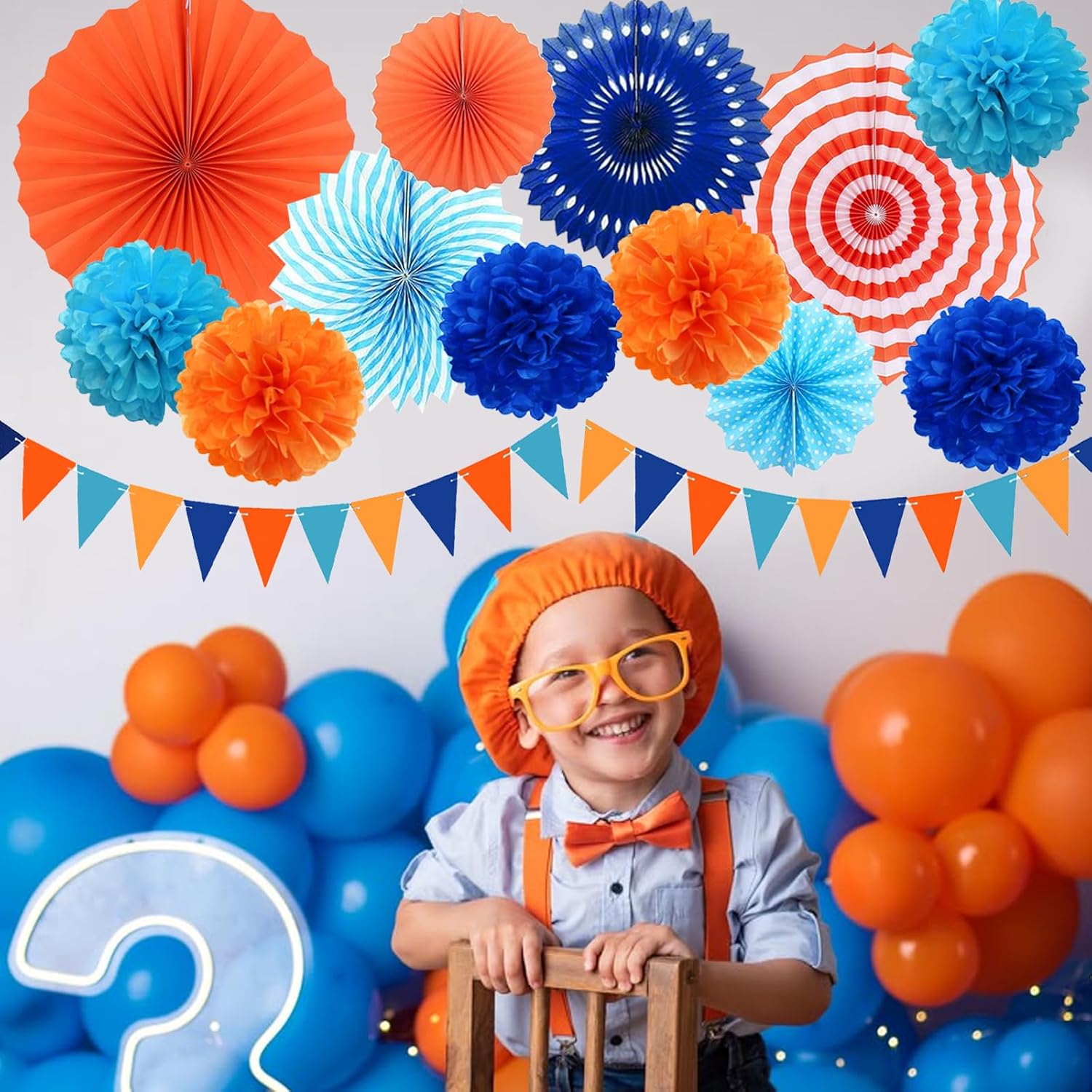 Cmaone Blue Orange Party Decorations Set Kids Birthday