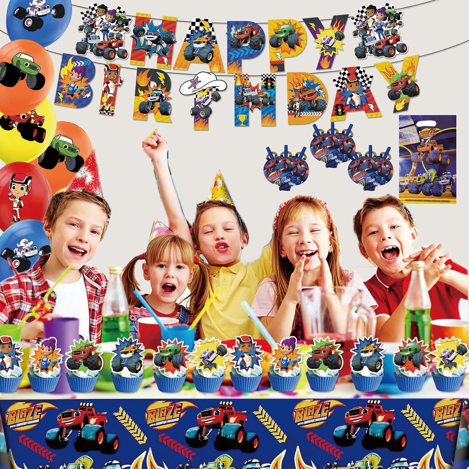 133 Pcs Monster Truck Birthday Supplies Decorations