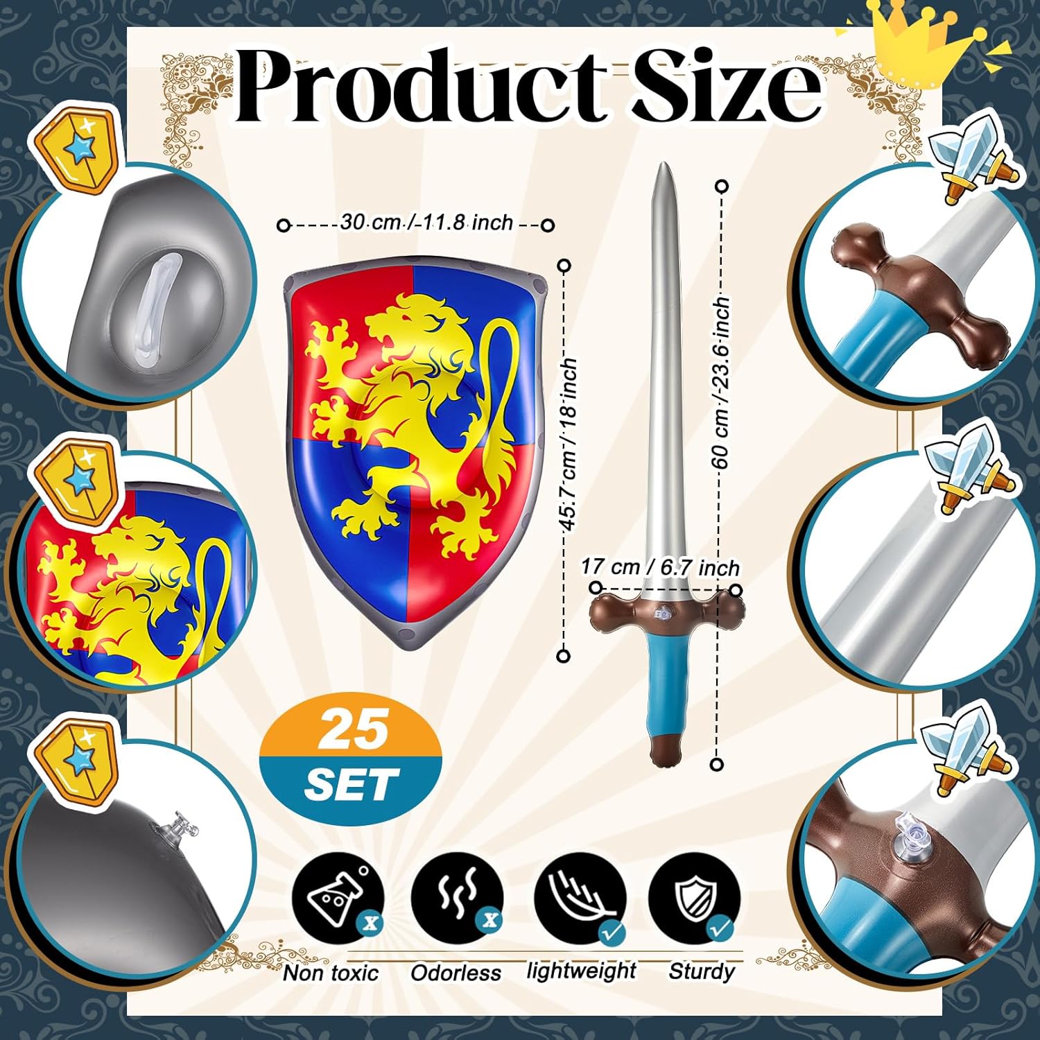 Poen 24 Pcs Inflatable Sword and Shield Set