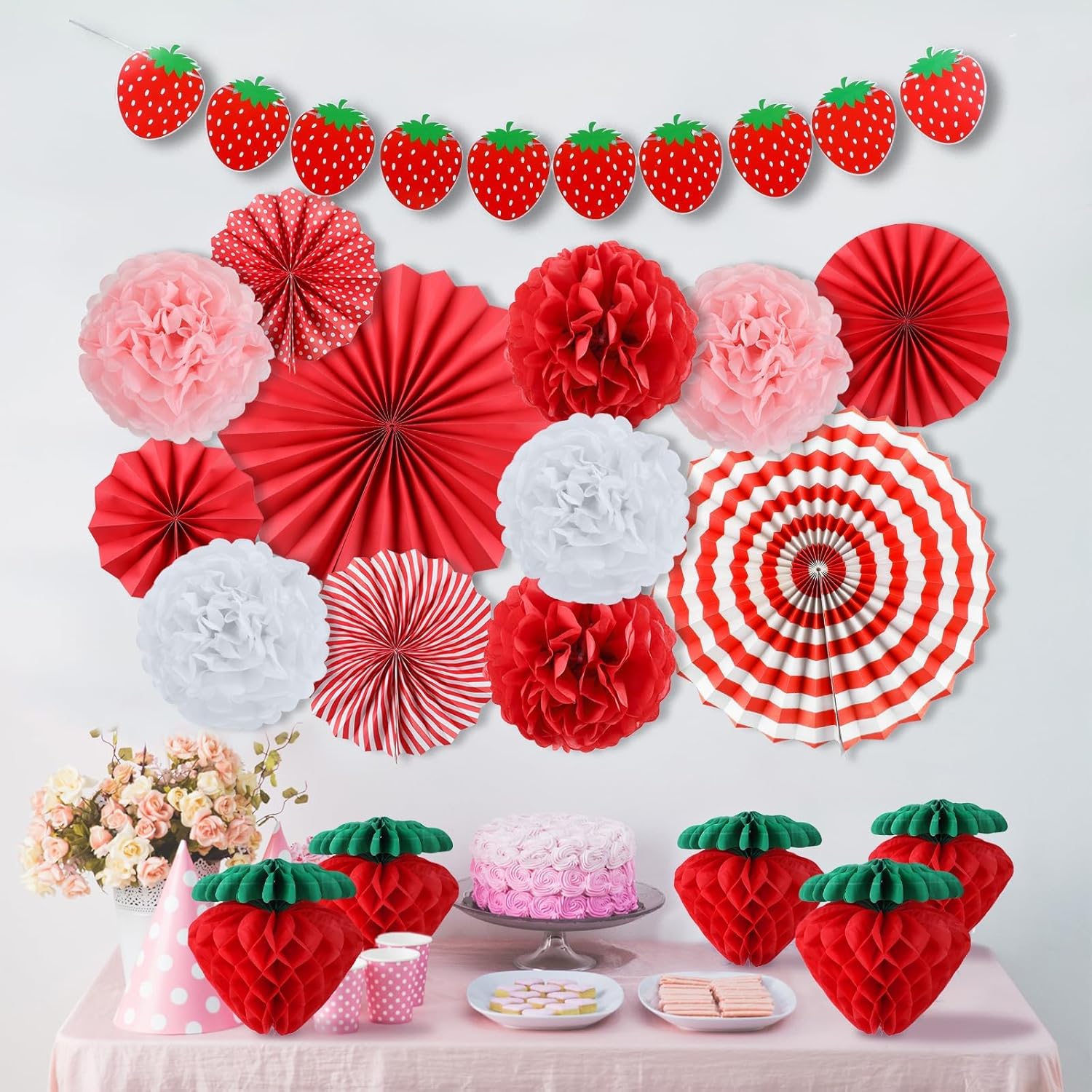 Strawberry Themed Party Decorations Set