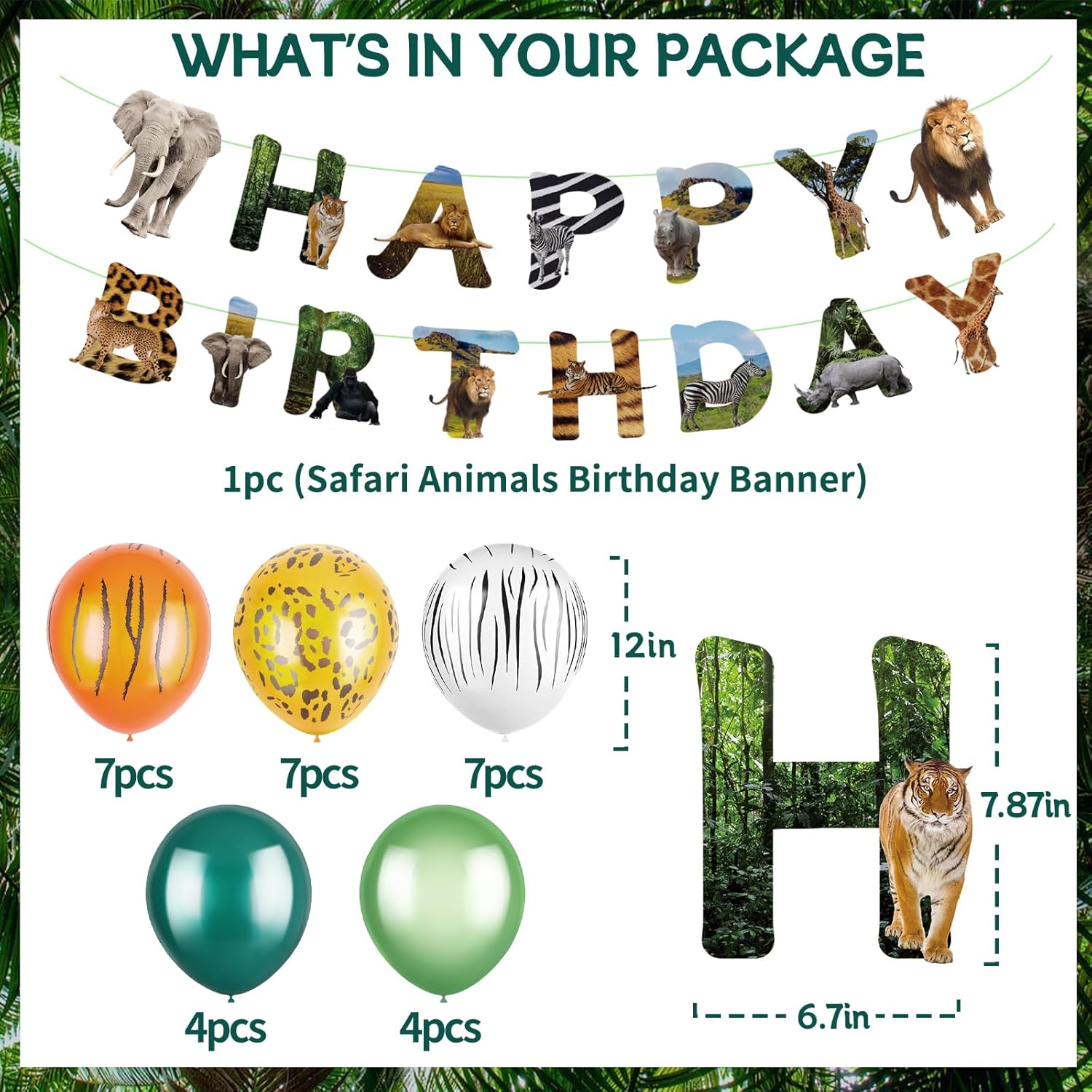 56 Pieces Safari Animals Birthday Decorations Set