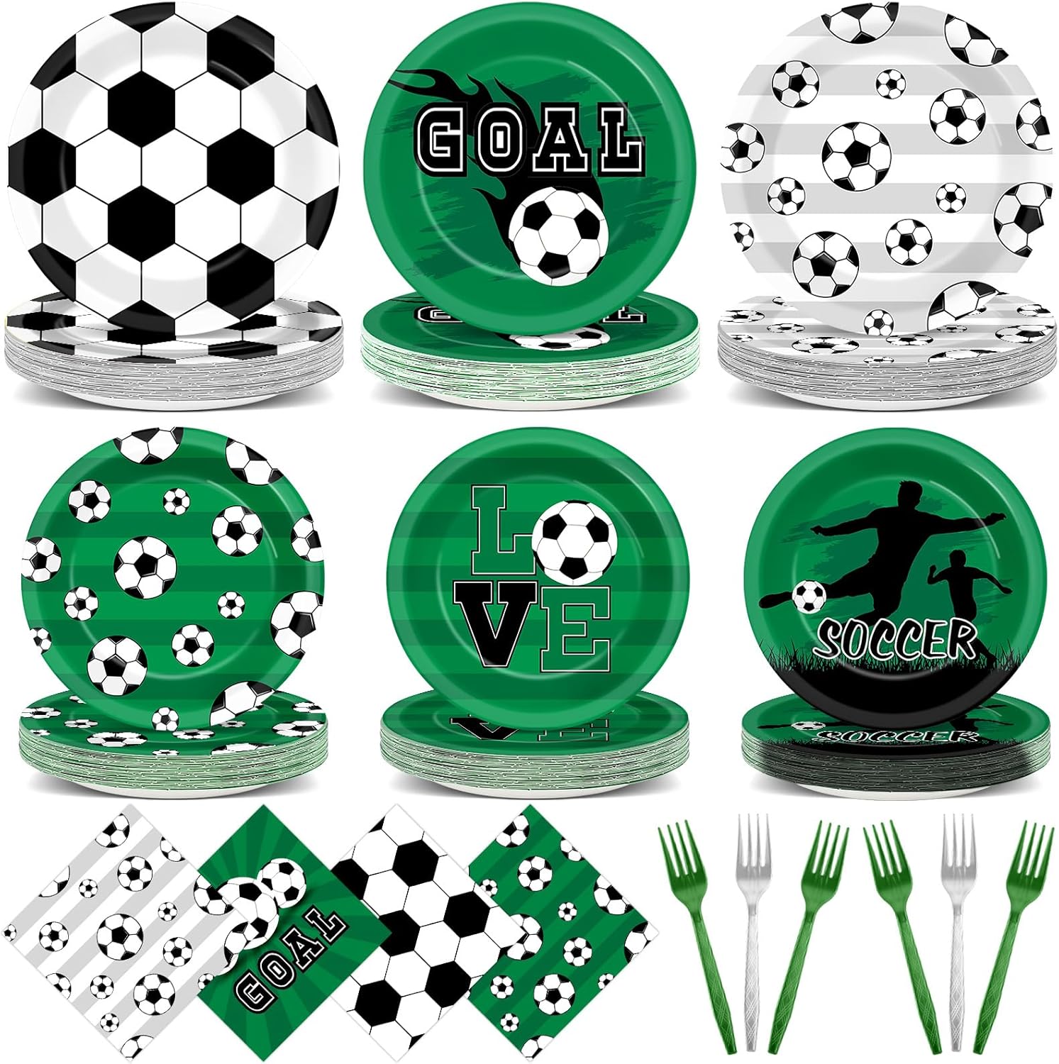 Soccer Themed Party Supplies Set for 24 Guests