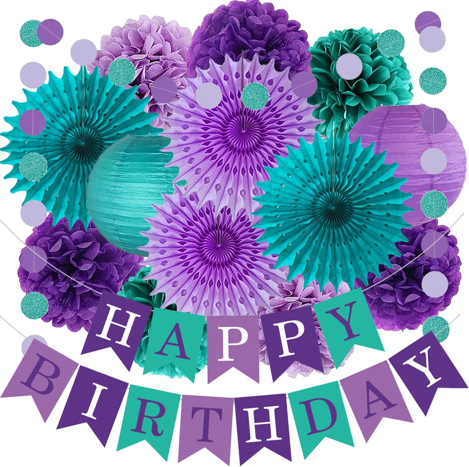 Teal Purple Lavender Mermaid Party Decorations Set