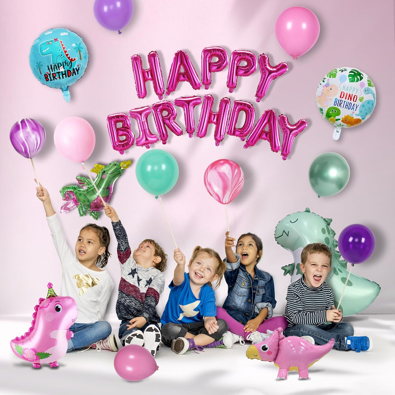 Party Spot 150 pcs Dinosaur Birthday Party Supplies for Girls