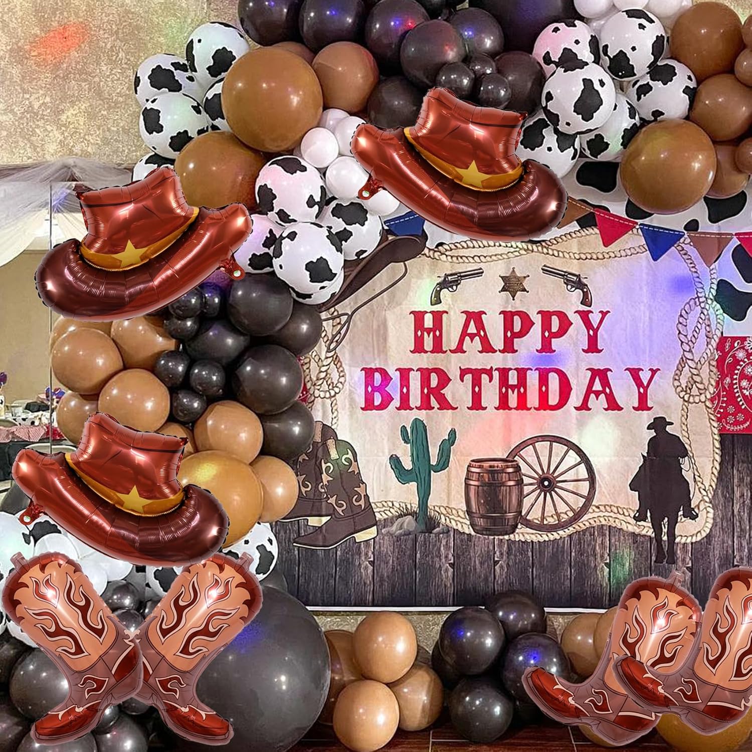 Western Themed 8PCS Cowgirl Hat Boot Balloons