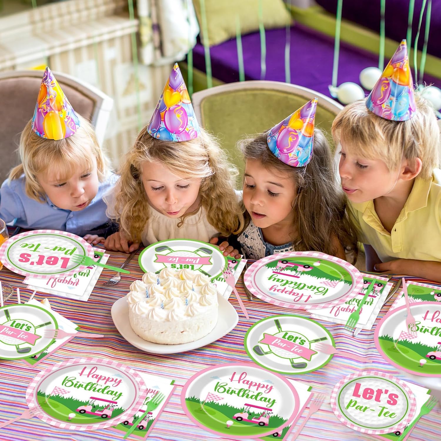 96Pcs Pink Golf Birthday Party Supplies Set