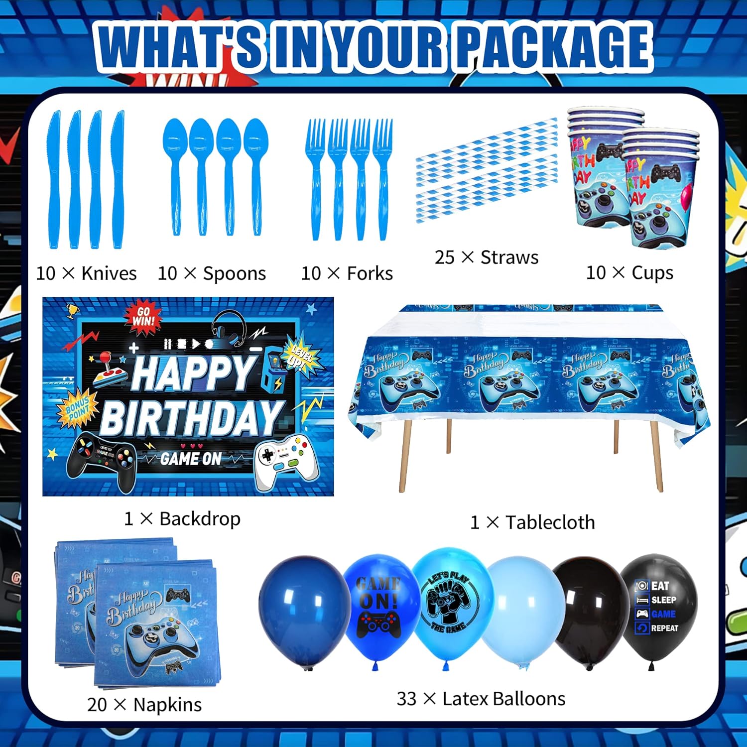VOFGODI Boys Birthday Party Decorations Set Blue