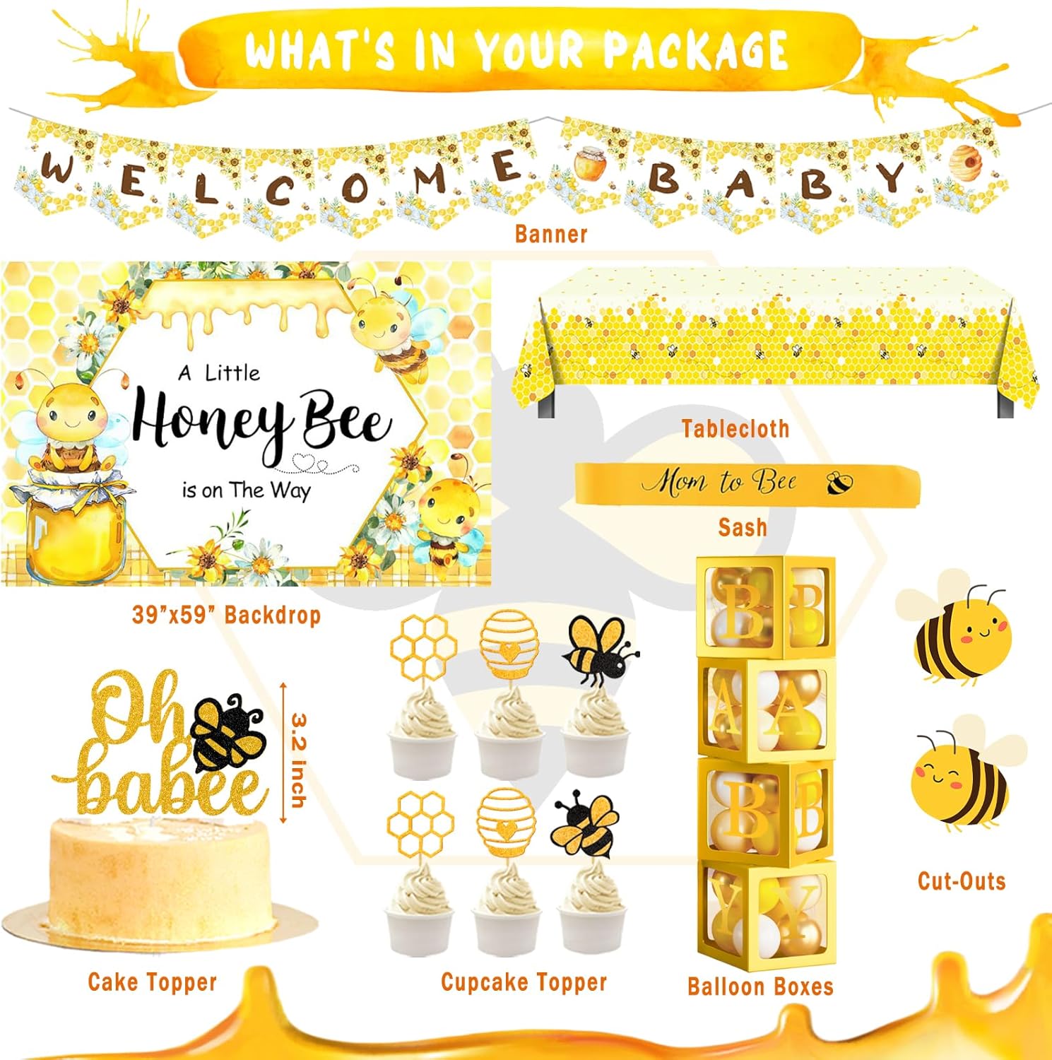 Bumble Bee Baby Shower Decorations Set