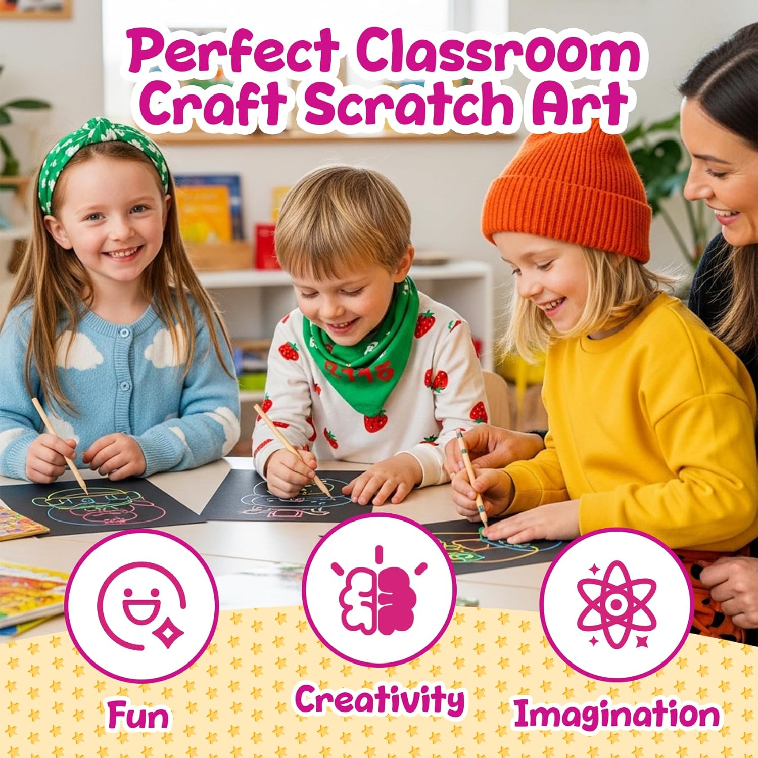 Decojoy Rainbow Scratch Art Party Favors for Kids 4-8 Years