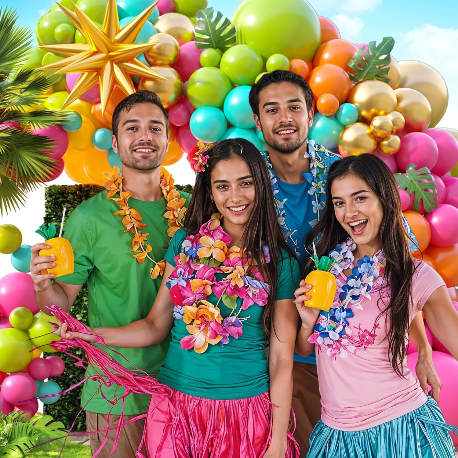 Feig Rainbow Tropical Balloon Arch Kit for Parties