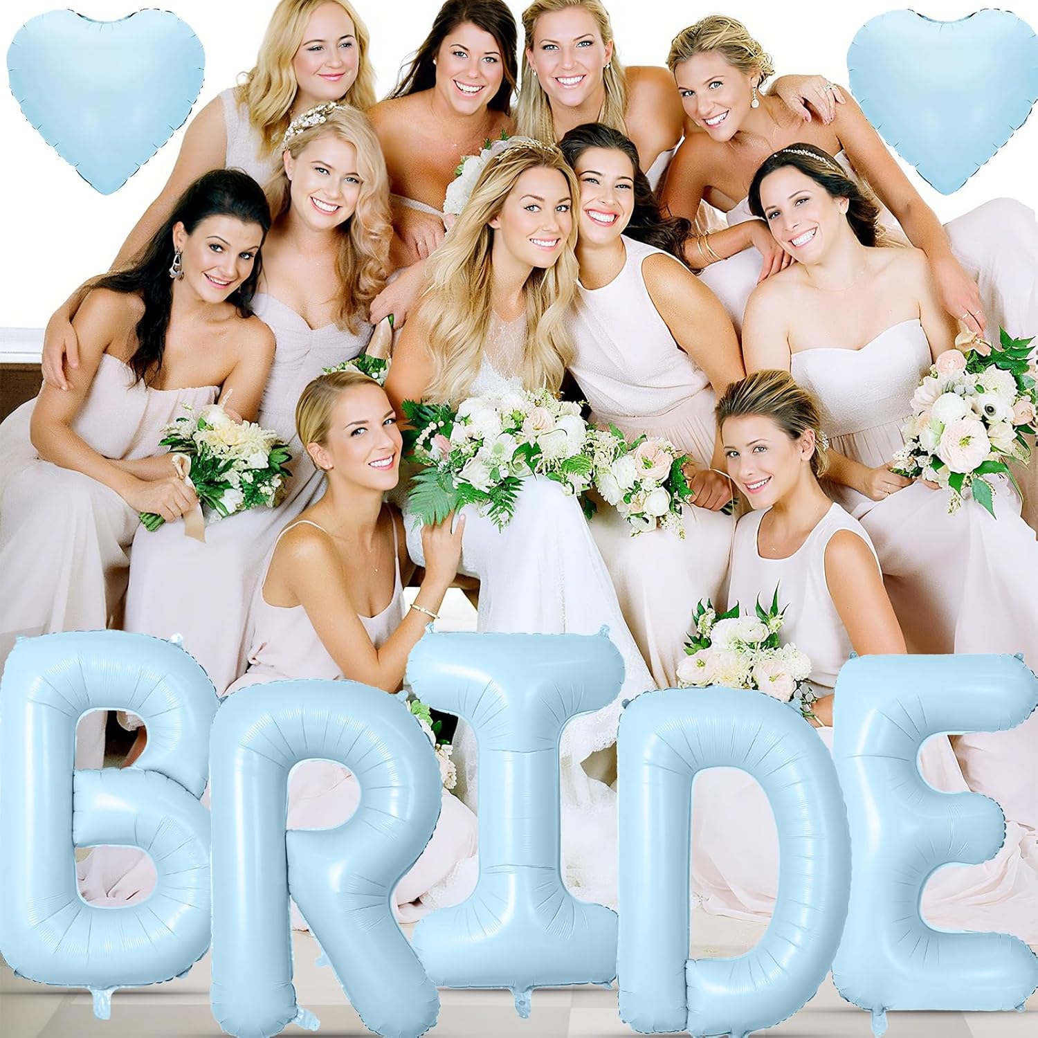 40 Inch Baby Blue BRIDE Letter Balloons Set