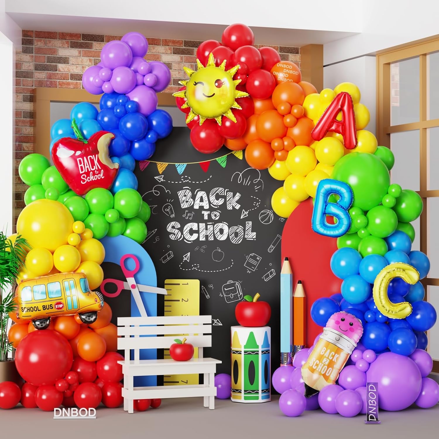 Welcome Back To School Balloon Arch Kit with 158Pcs Rainbow Balloons