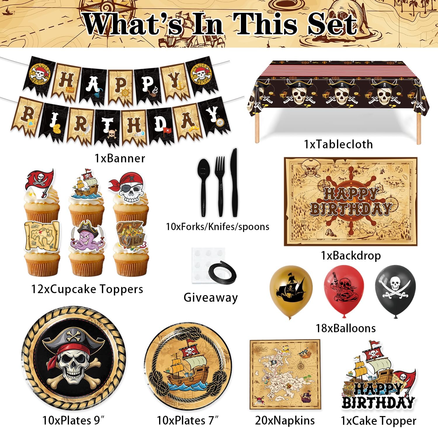 Heidaman 120Pcs Pirate Party Decorations Set
