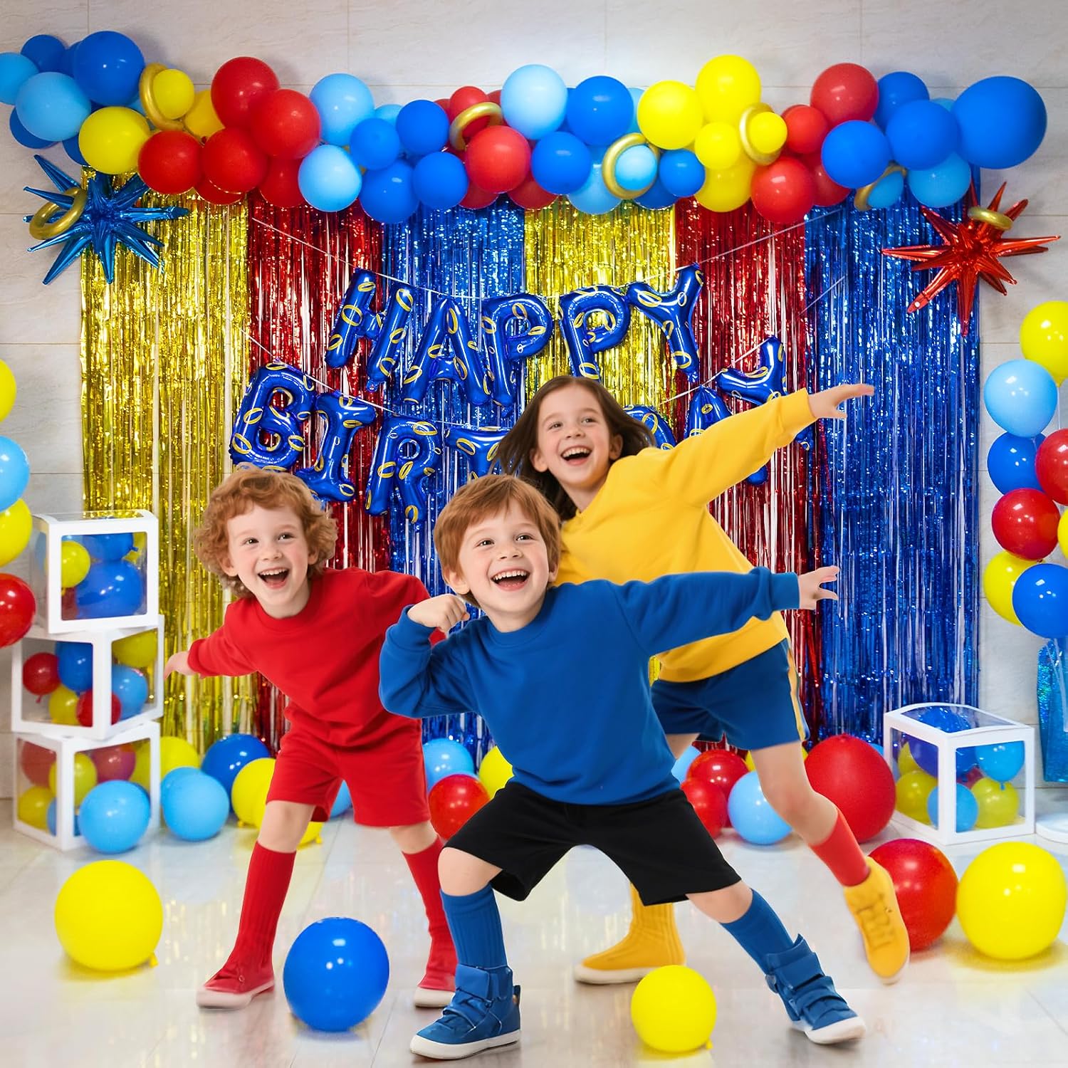 Cartoon Blue Hedgehog Birthday Banner Decorations