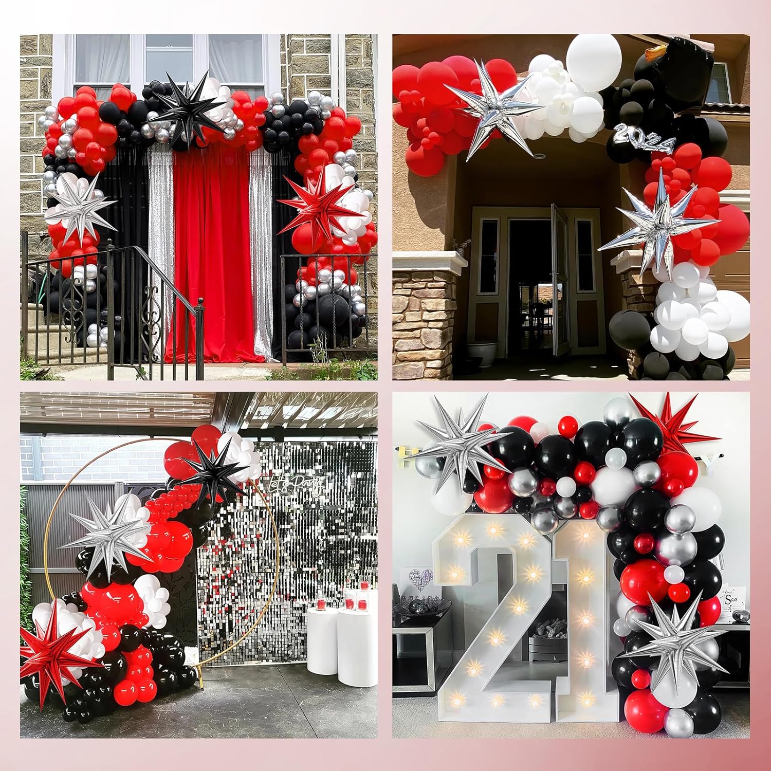 Red White Black Balloon Garland Arch Kit for Parties