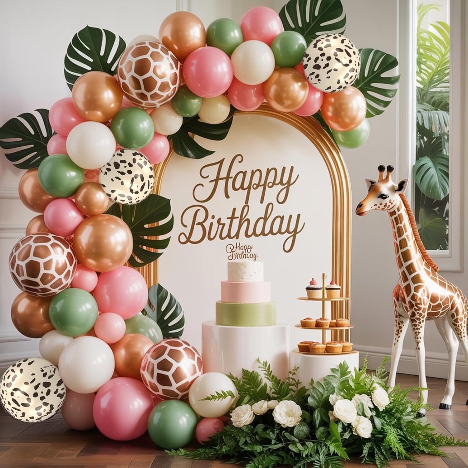 Saxuxu 50 Pcs 12 Inch Striped Leopard Balloons
