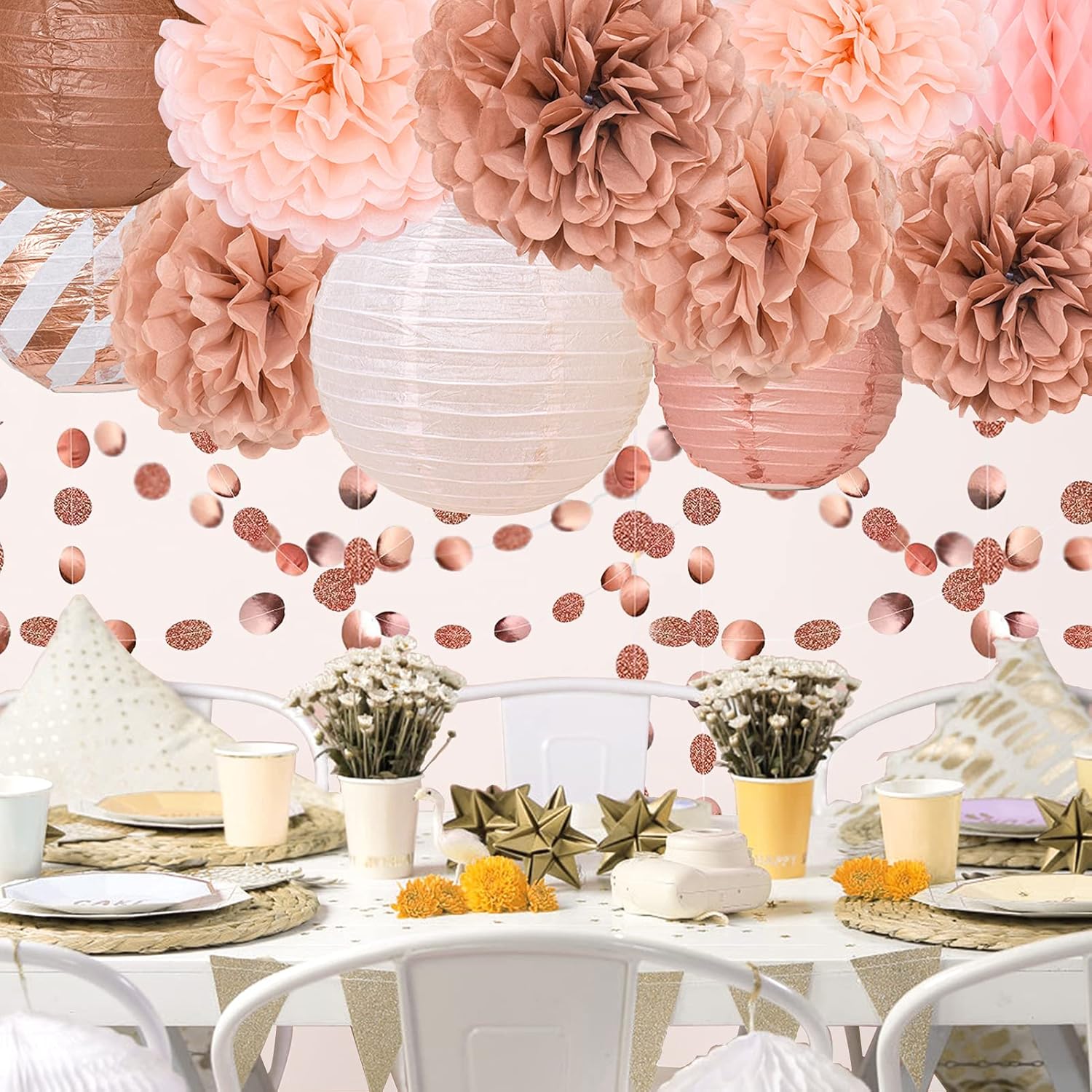 Rose Gold Party Decorations 13 Pcs Hanging Set